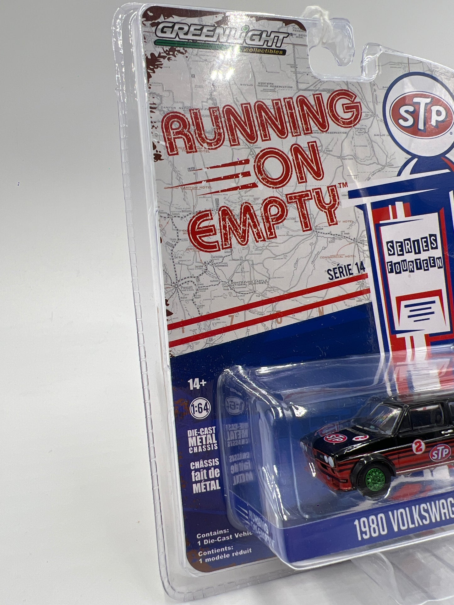 Greenlight Running On Empty Series 14 STP CHASE 1980 Volkswagen Golf GTI Black/Red