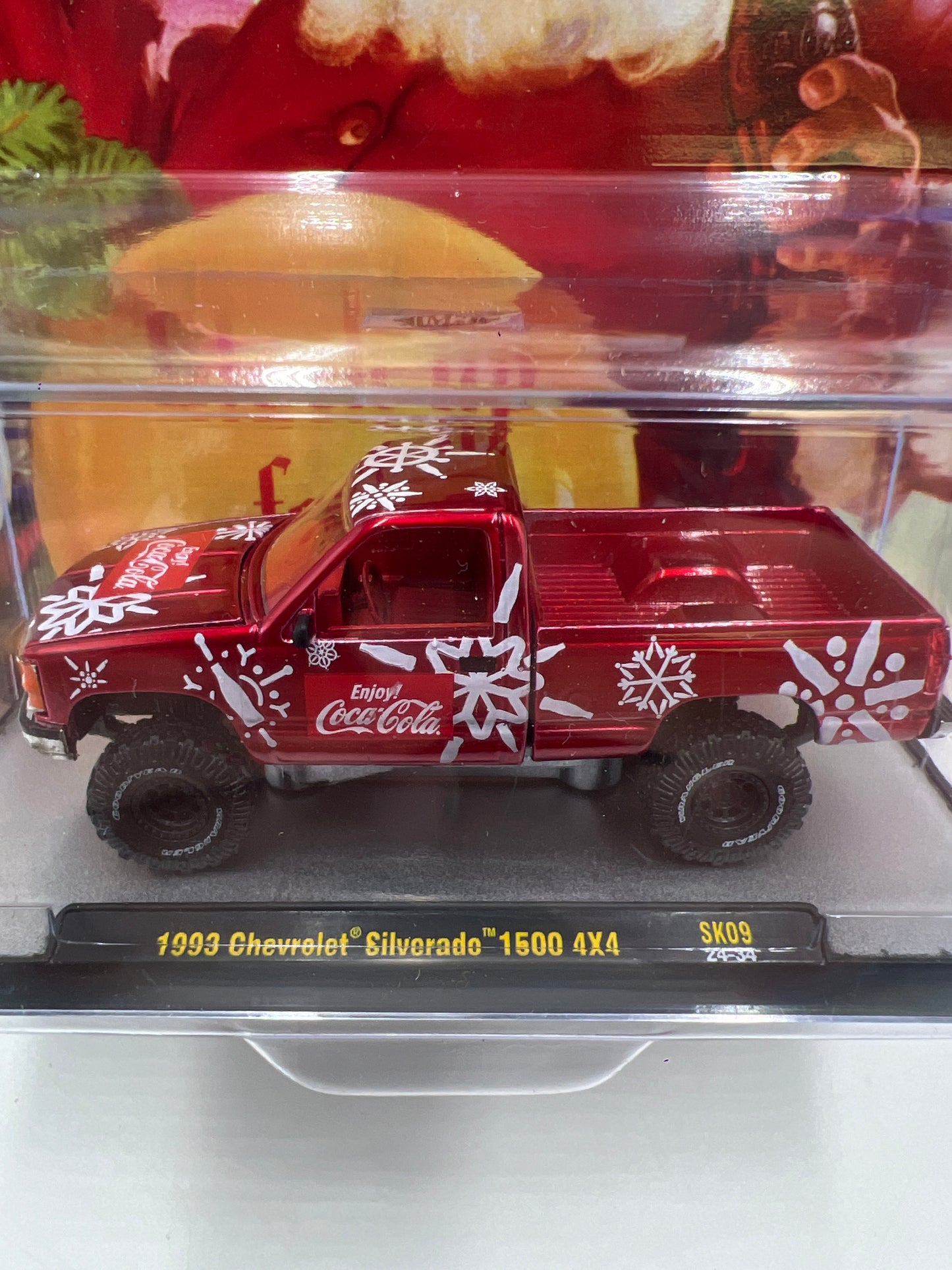 2024 M2 Machines Holiday Coca Cola 1993 Chevrolet Silverado 1500 4x4 Red SK09
