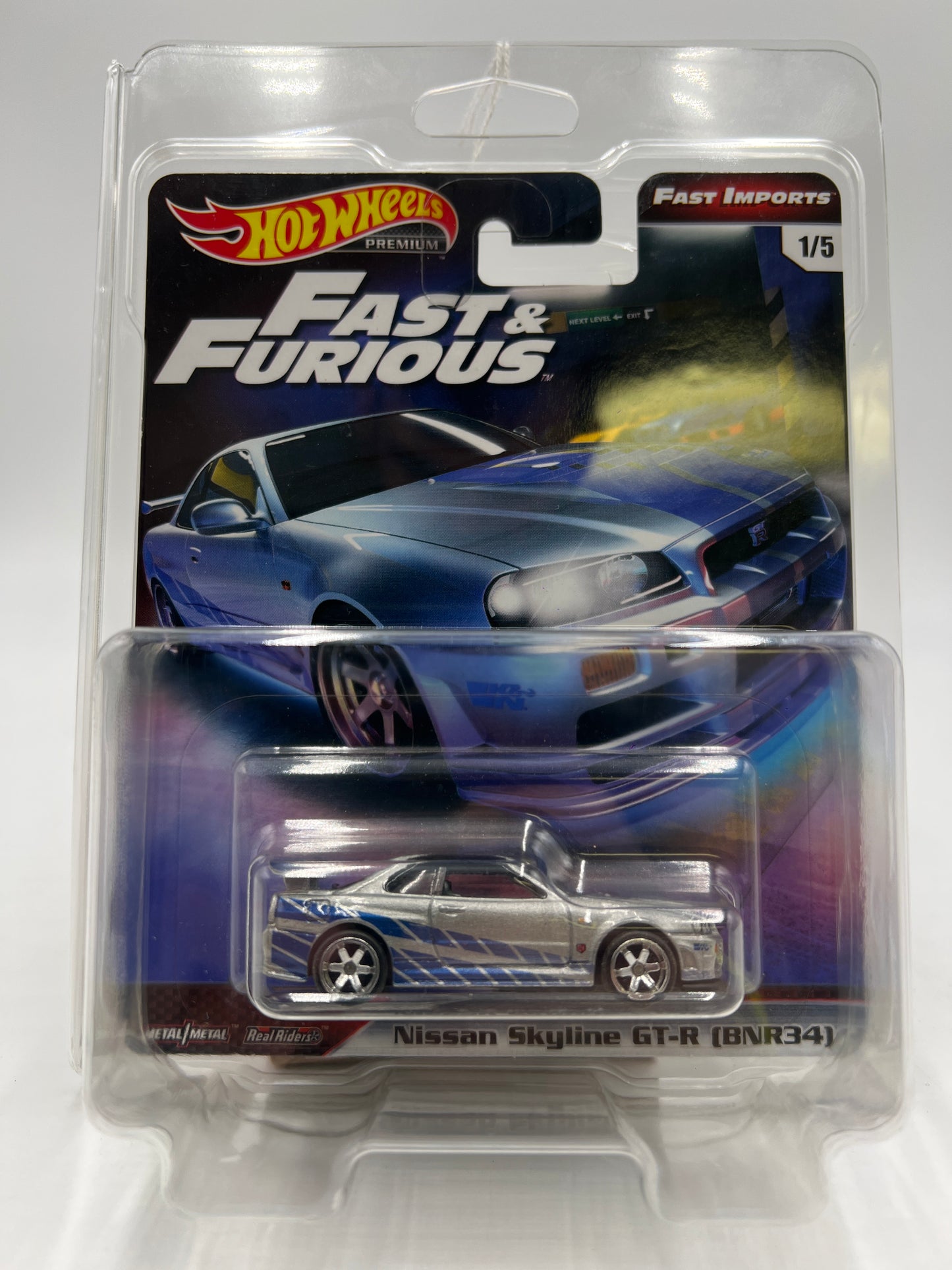 Hot Wheels Fast & Furious Fast Imports #1 Nissan Skyline GT-R BNR34 Silver W/Protector