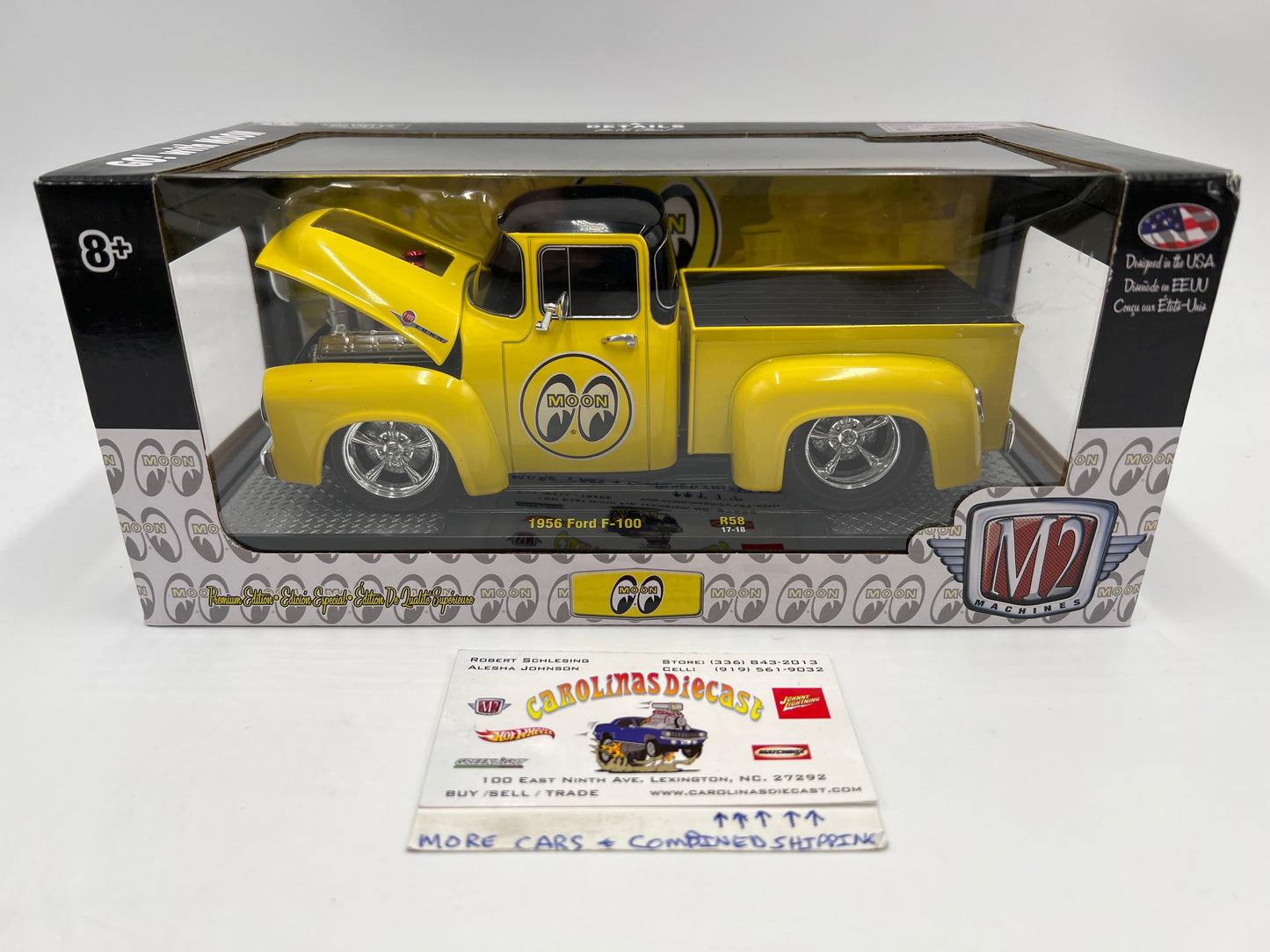 M2 Machines 1/24 Moon Equipped 1956 Ford F-100 Mooneyes Yellow R58