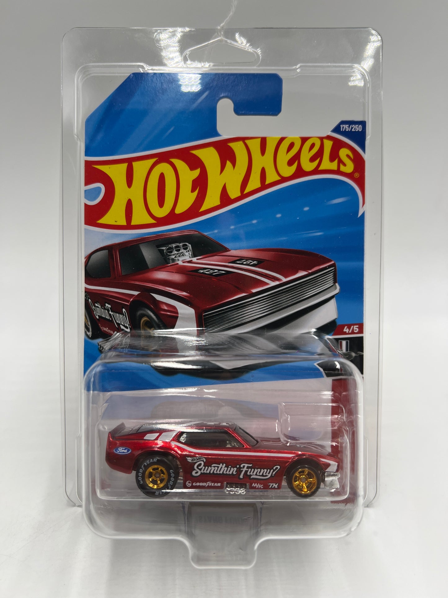 2025 Hot Wheels Super Treasure Hunt #175 71 Mustang Funny Car Red W/Protector Intl Card See Desc