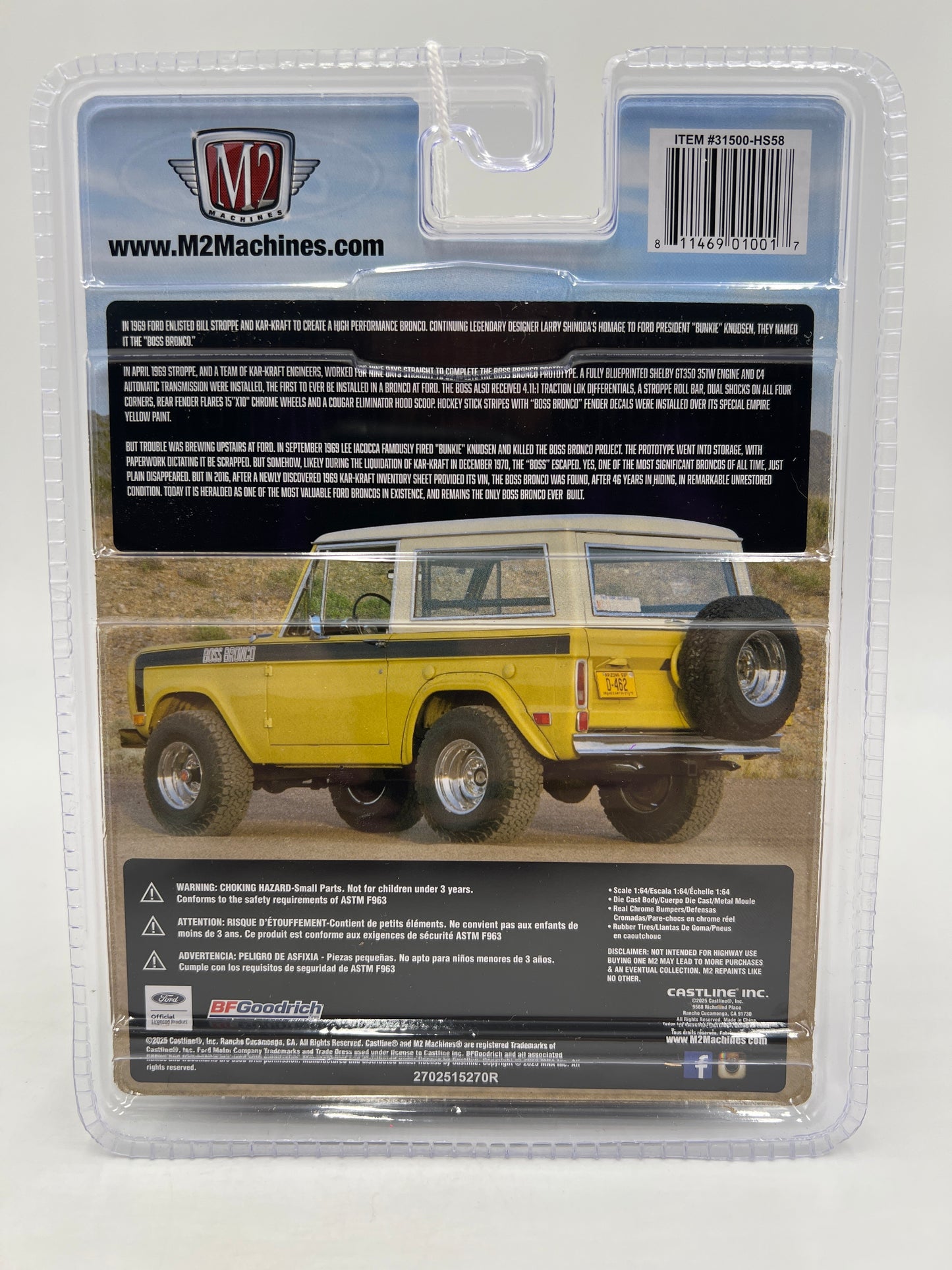 M2 Machines Hobby Exclusive CHASE 1969 Ford Bronco Yellow HS58