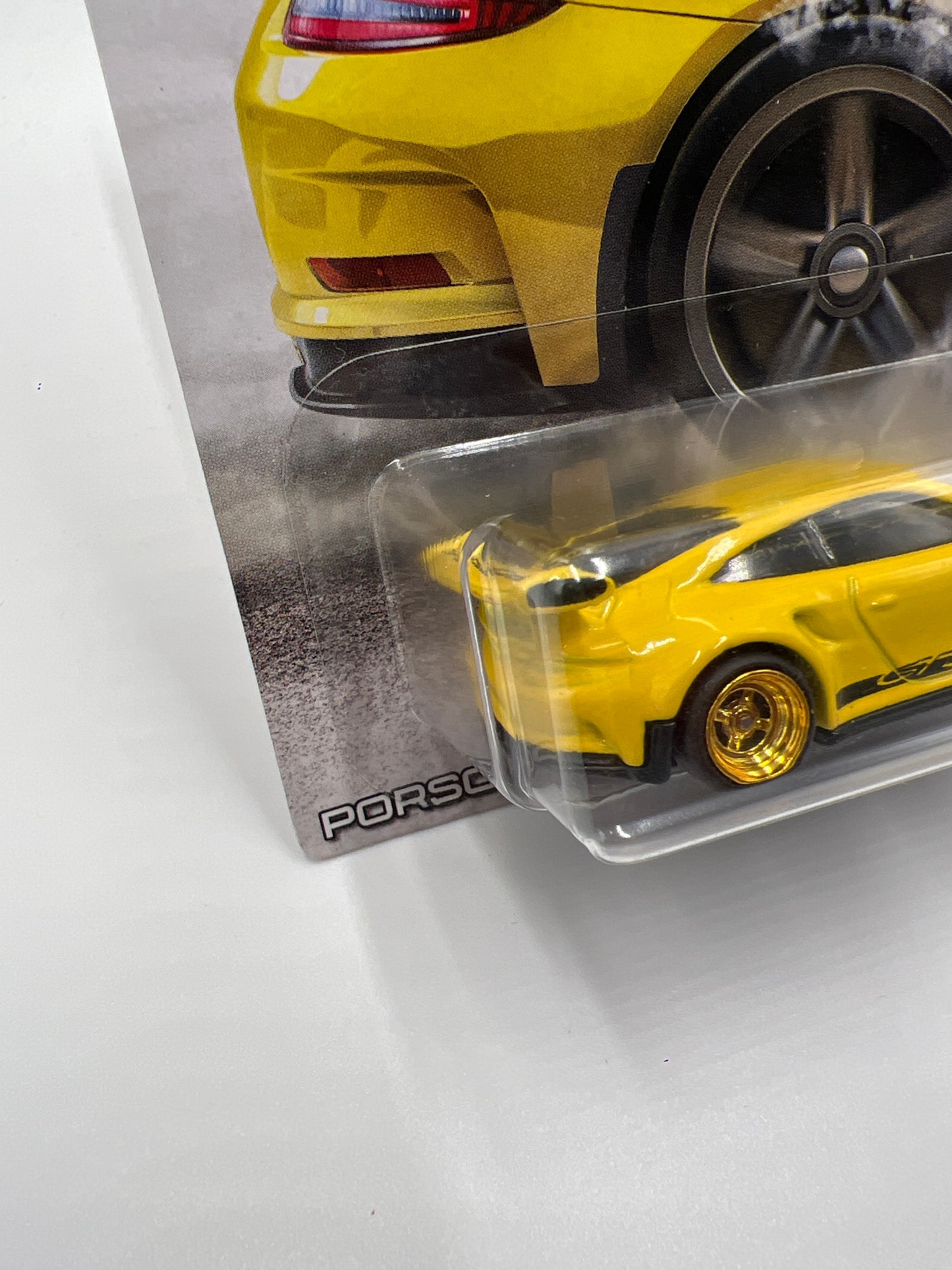 Hot Wheels Porsche 911 GT3 RS Yellow Wheel Swap Custom On Card W/Protector