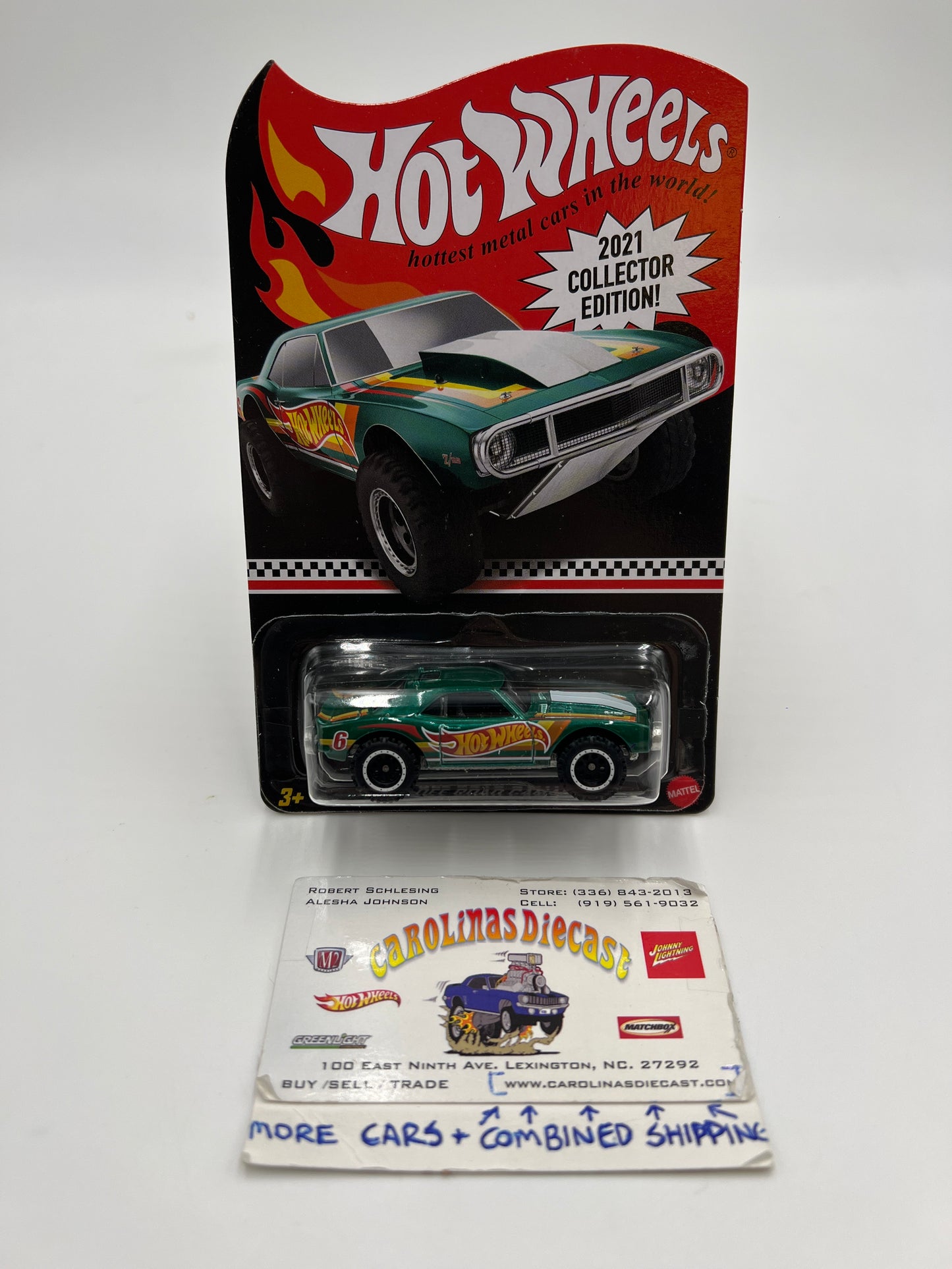 2021 Hot Wheels Collectors Edition Mail in #6 67 Off Road Camaro Green W/Protector