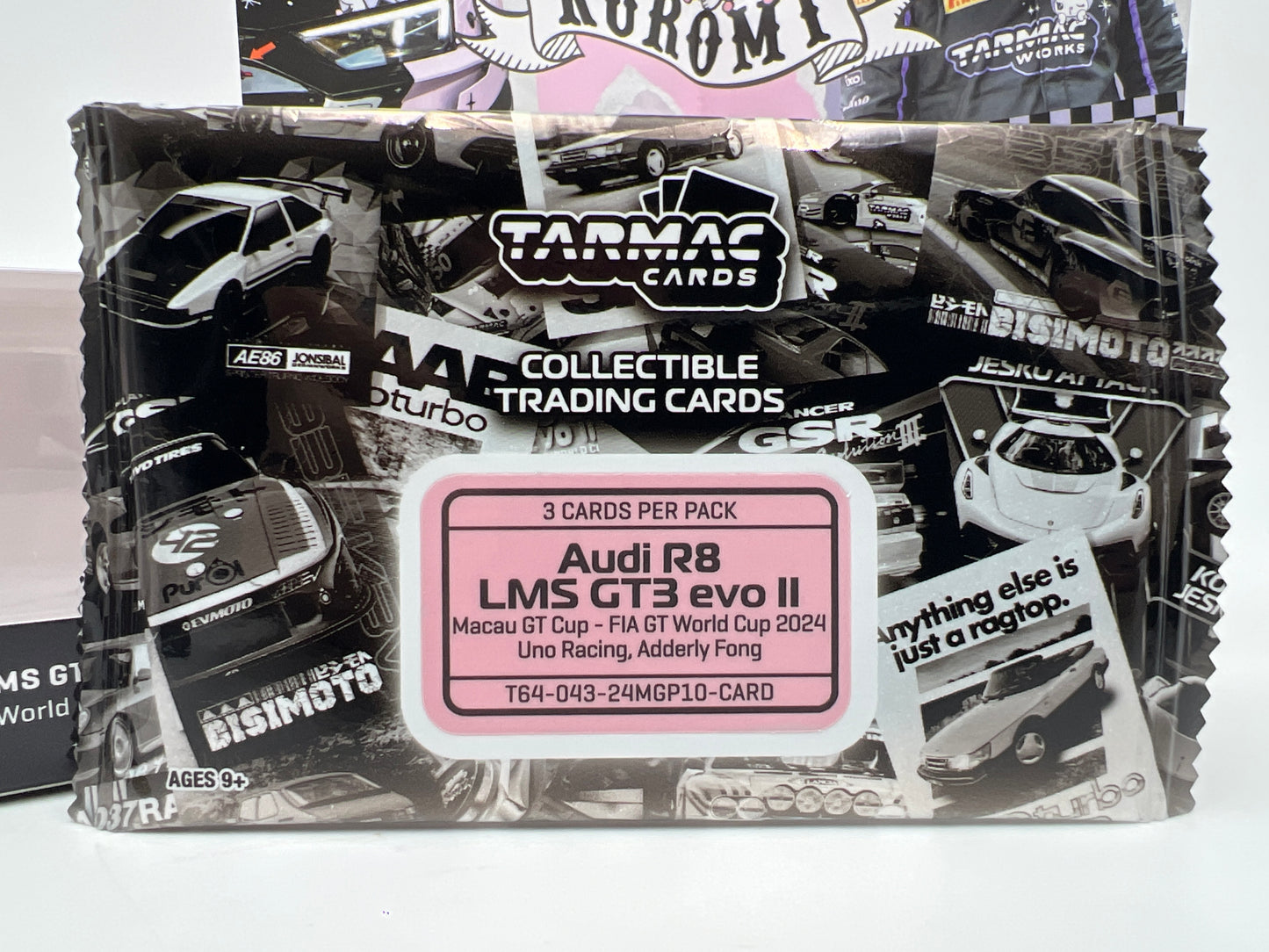 Tarmac Works x Kuromi Audi R8 LMS GT3 EVO II Macau 2024 GT Cup W/Trading Cards & Poster