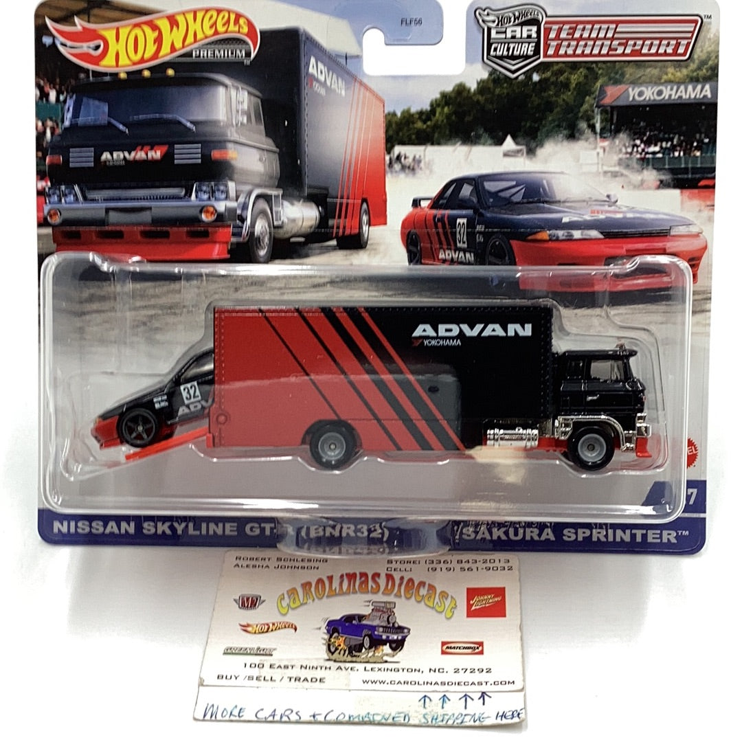 HOT WHEELS 2021 CAR CULTURE TEAM TRANSPORT #27 NISSAN SKYLINE GT-R (BNR32) Sakura Sprinter 244A