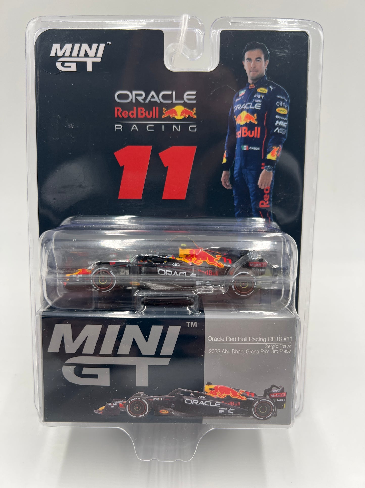 Mini GT Oracle Red Bull Racing #538 RB18 #11 Sergio Perez 2022 3rd Place Formula 1