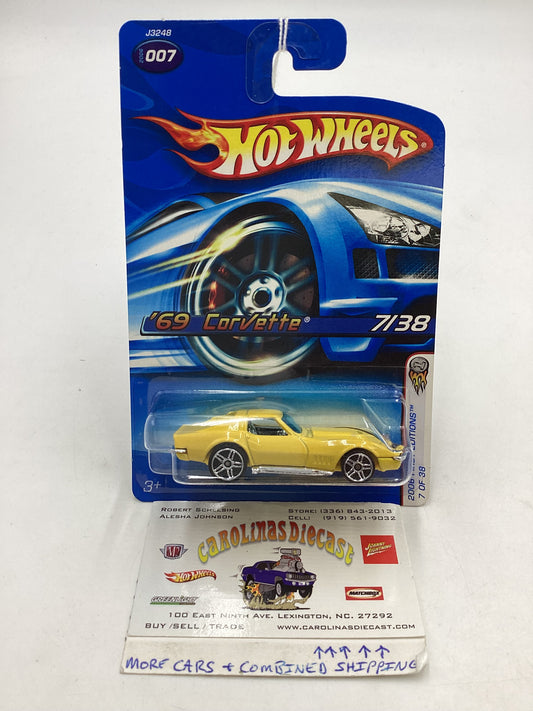 2006 Hot Wheels #007 Yellow 69 Corvette 15B