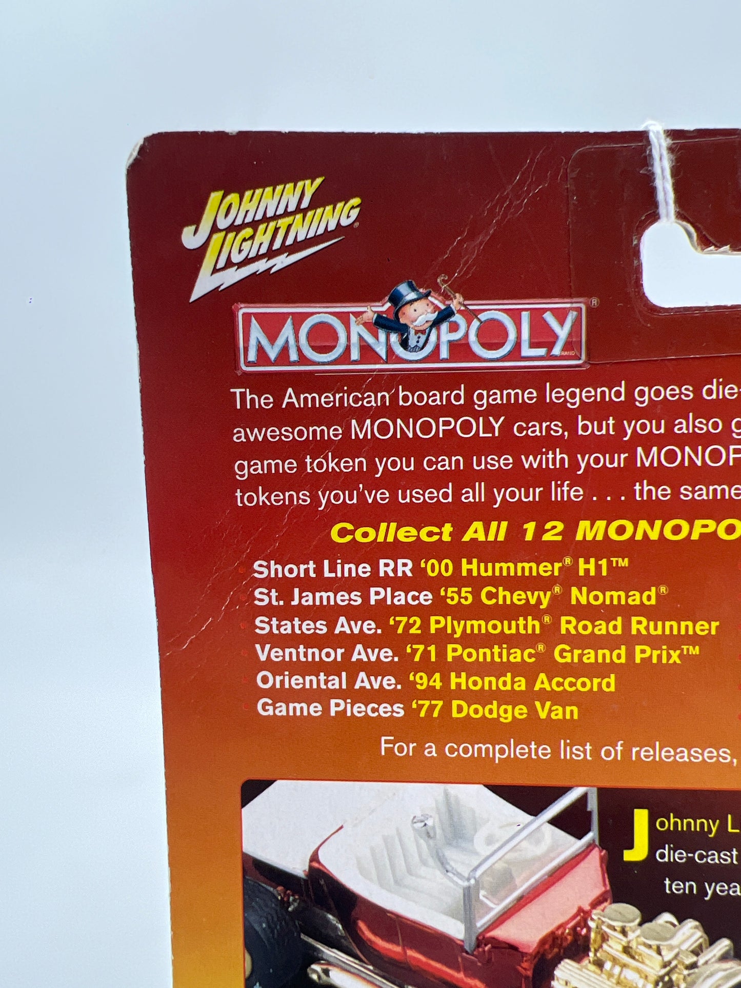 Johnny Lightning Monopoly 1998 Chevy Camaro Purple Card Not Perfect 188E