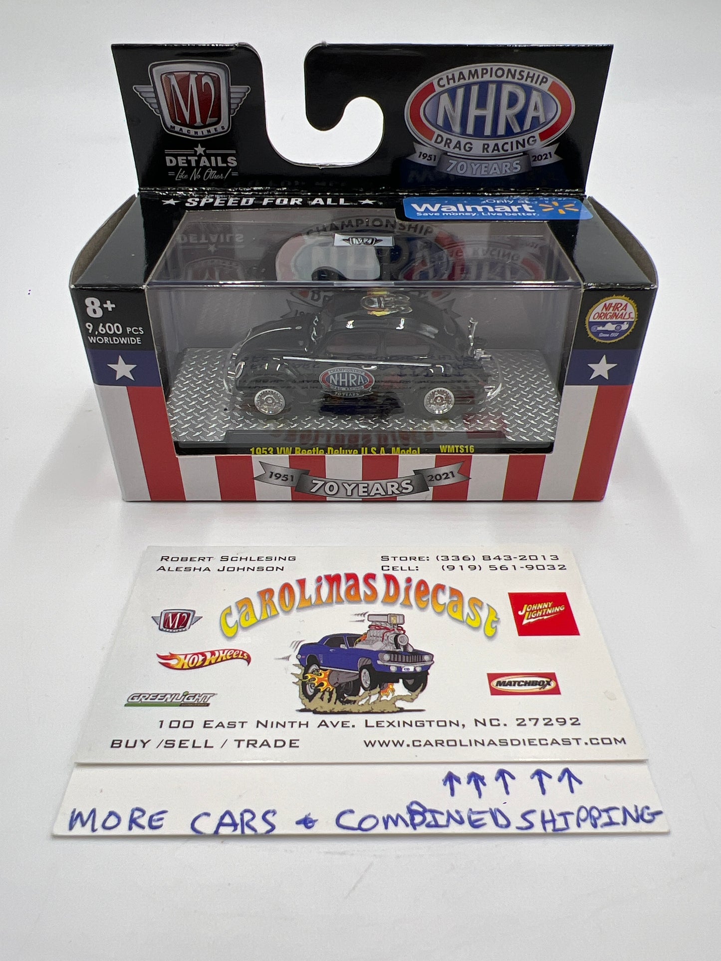 2021 M2 Machines NHRA 70 Years Walmart Exclusive 1953 VW Beetle Deluxe U.S.A. Model Black WMTS16