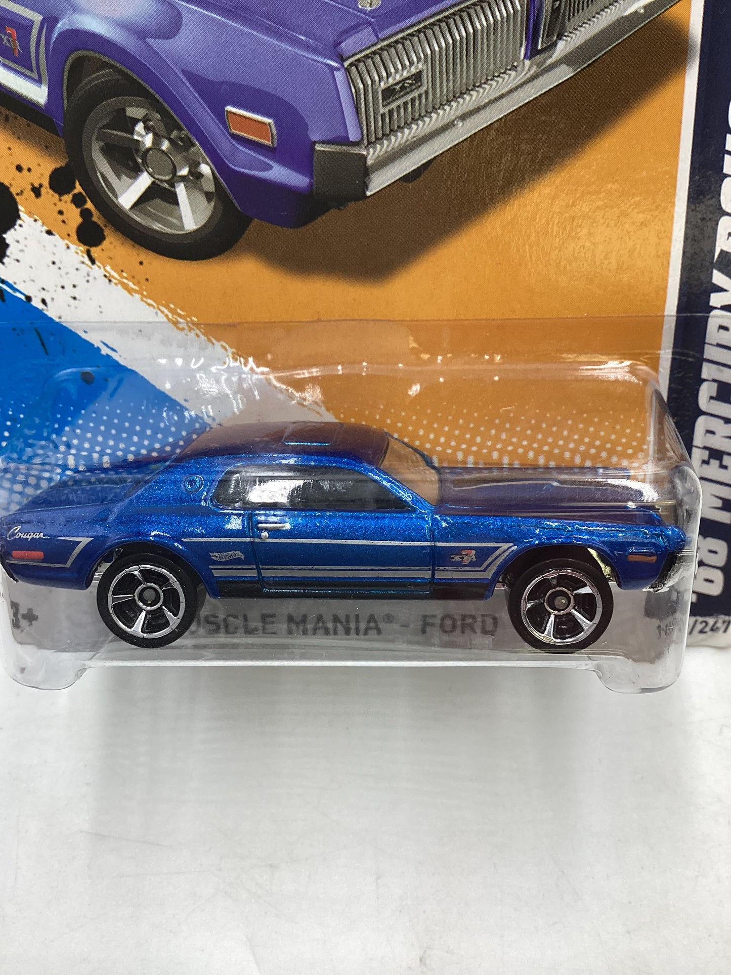 2012 Hot Wheels Muscle Mania Ford #119 68 Mercury Cougar Blue (MC5 Wheels) 40D