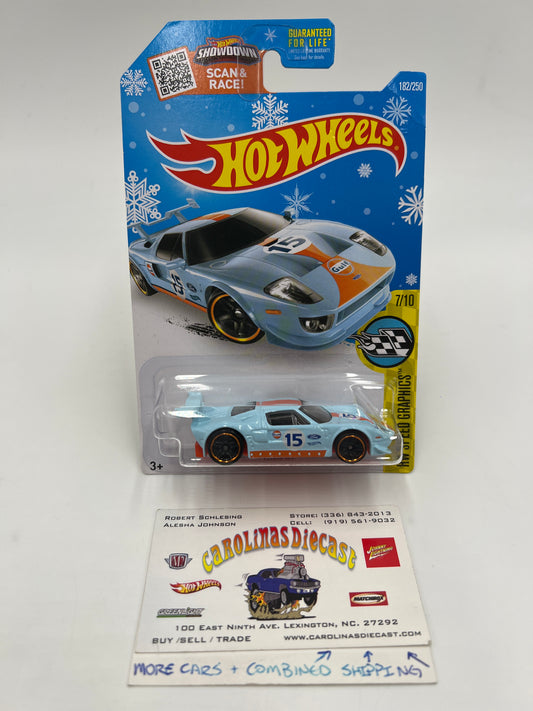 2016 Hot Wheels Target Exclusive Snowflake Card #182 Ford GT Gulf Blue W/Protector