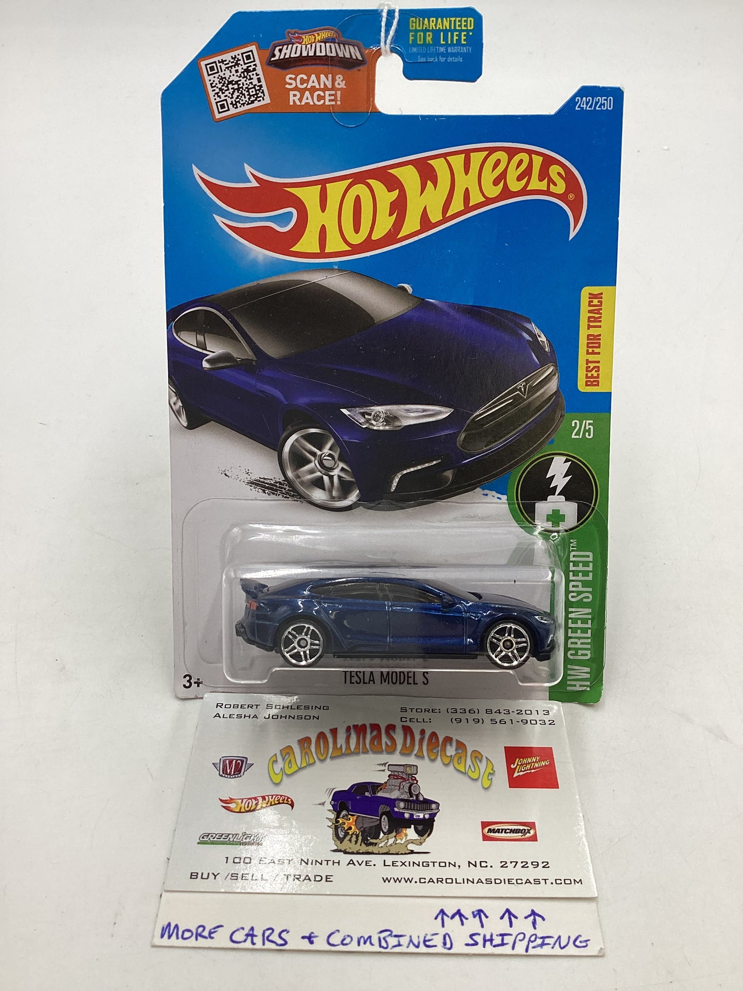 2016 Hot wheels HW Green Speed #242 Tesla Model S (Roof Rub) 50B