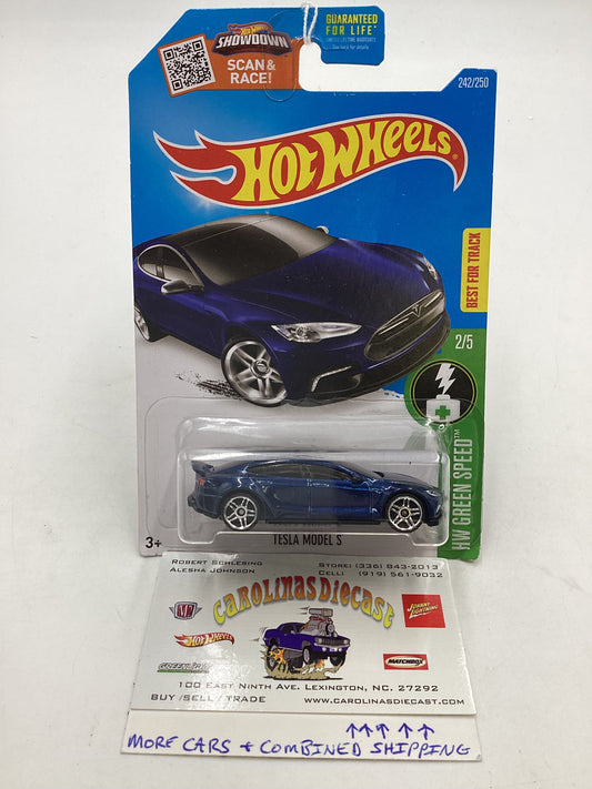 2016 Hot wheels HW Green Speed #242 Tesla Model S (Roof Rub) 50B