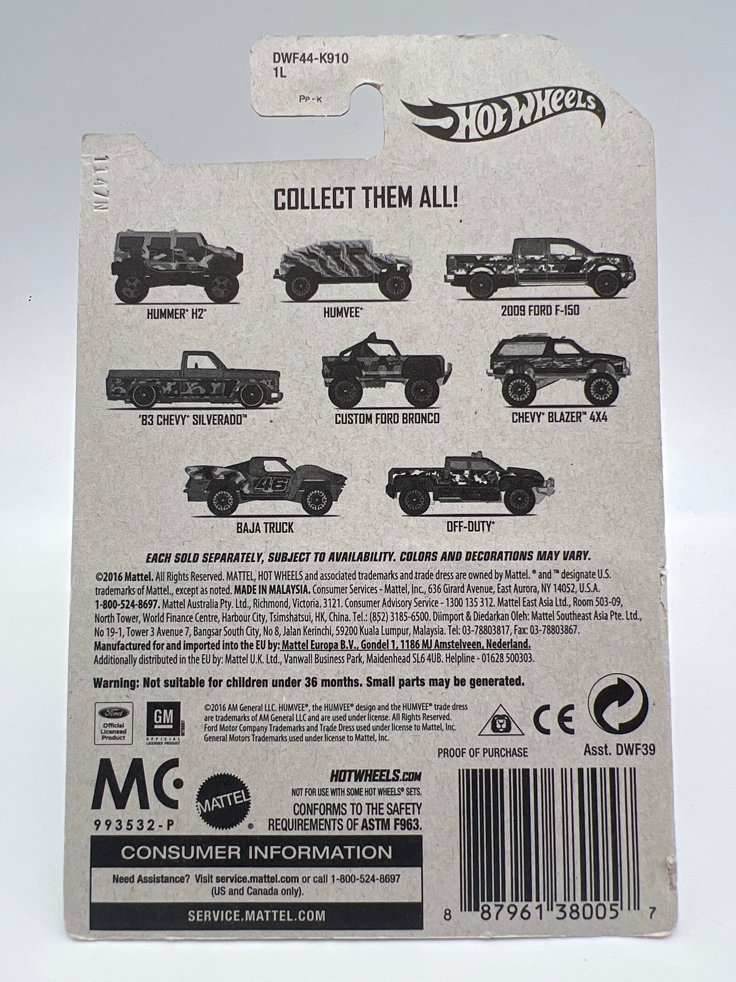 Hot Wheels Camouflage Series #5 Custom Ford Bronco Blue 158F