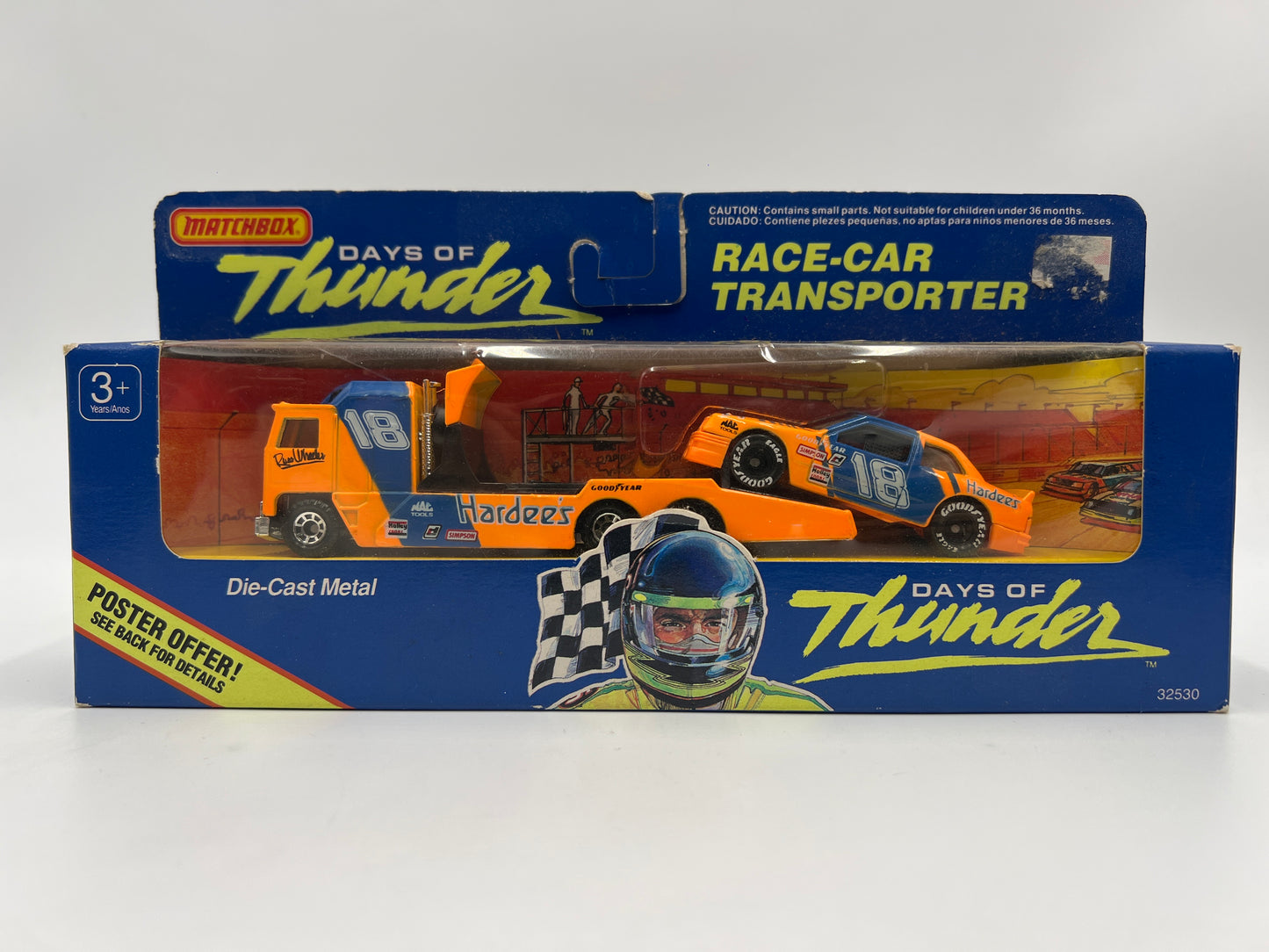Matchbox Days Of Thunder Team Race-Car Transporter & Race Car Hardees Lot Of 2