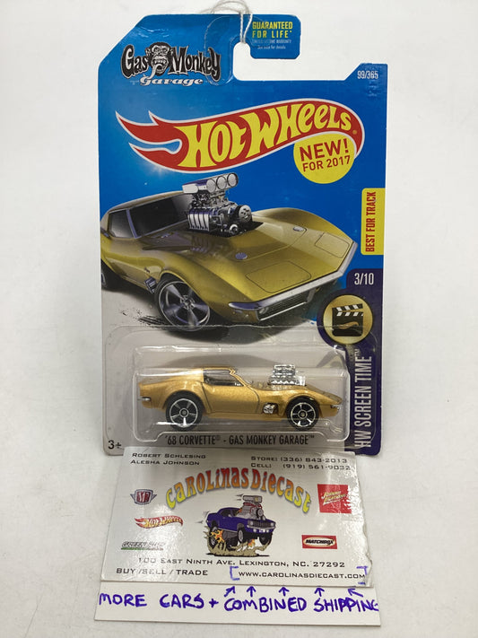 2017 Hot Wheels #099 68 Corvette Gas Monkey Garage (Small crease on left of card) 17A