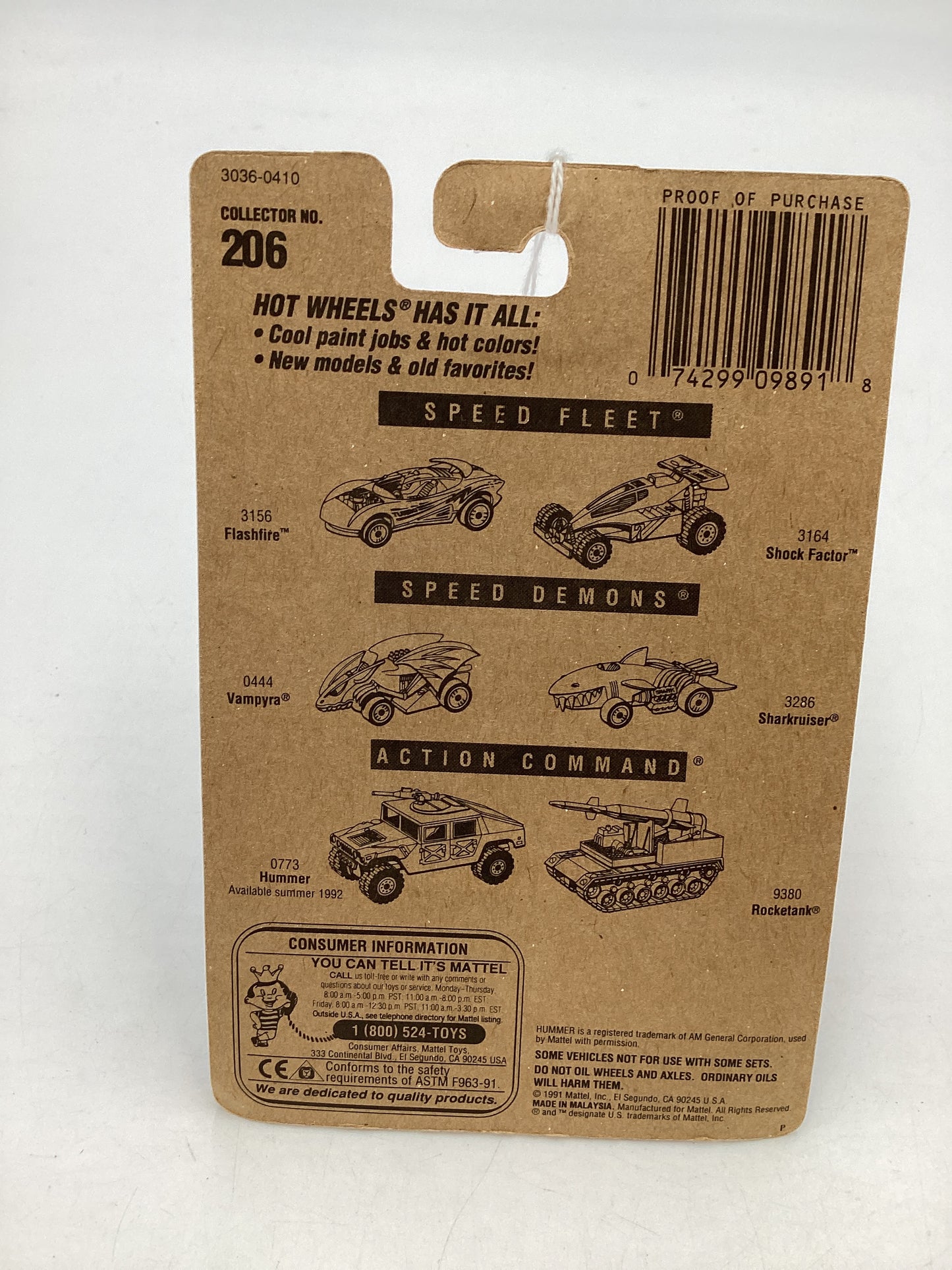 Hot Wheels Blue Card Collector No. 206 Pipe Jammer UH Chrome Wheels 238H