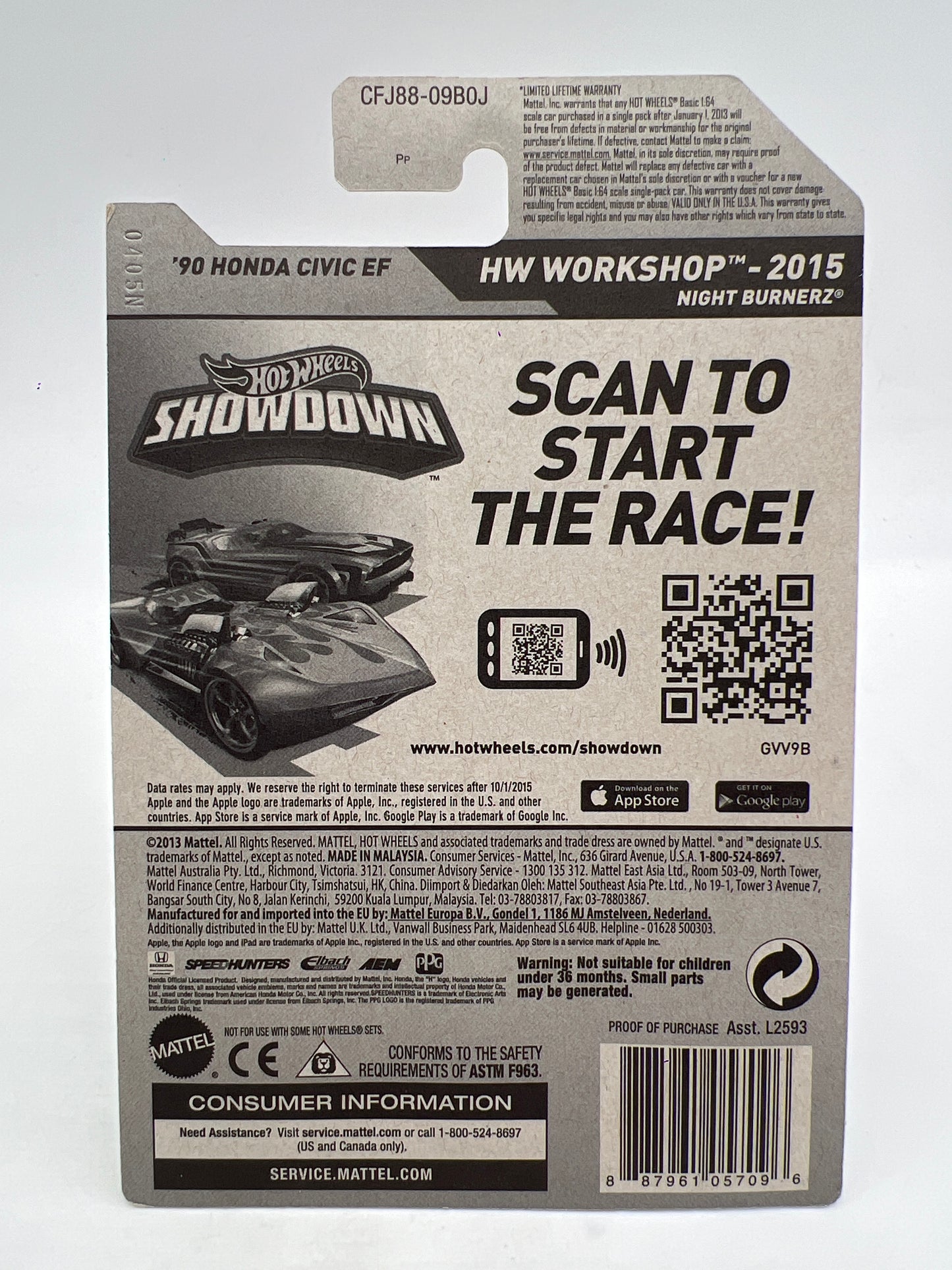 2015 Hot Wheels Walmart Exclusive Zamac 9 #197 90 Honda Civic EF W/Protector