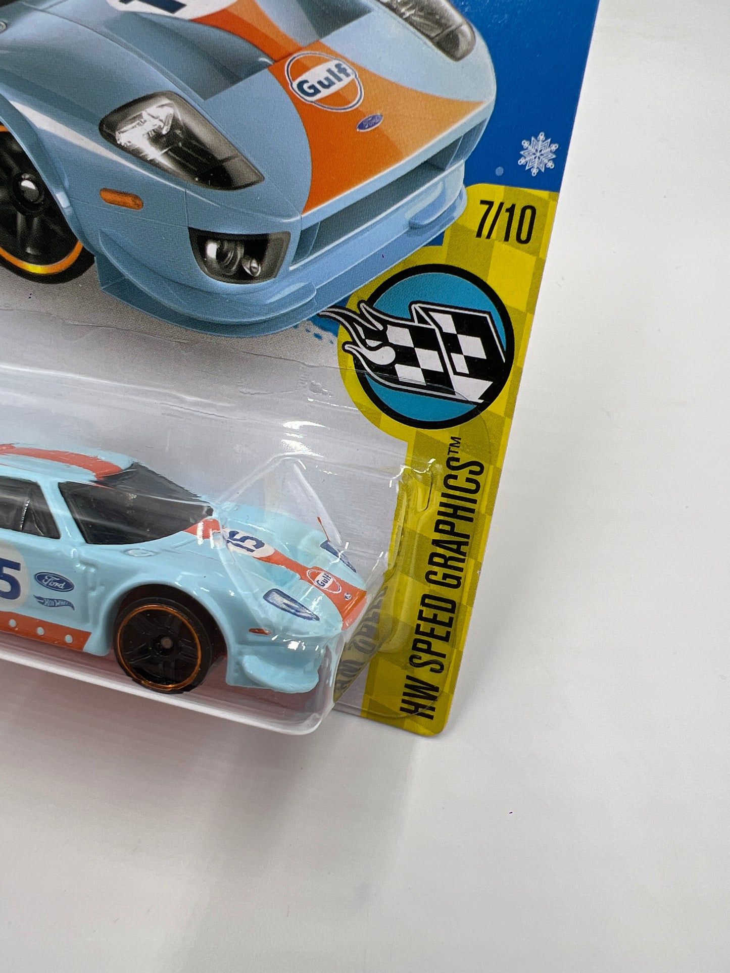 2016 Hot Wheels Target Exclusive Snowflake Card #182 Ford GT Gulf Blue W/Protector