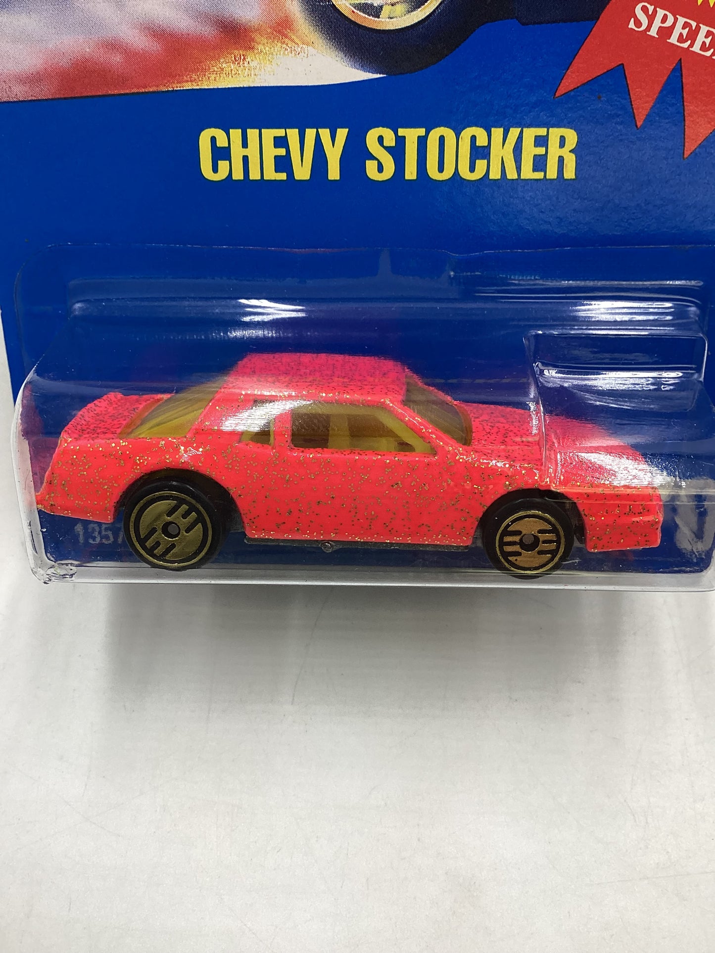 Hot Wheels Blue Card Collector No. 270 Chevy Stocker Pink UH Gold Wheels 240A