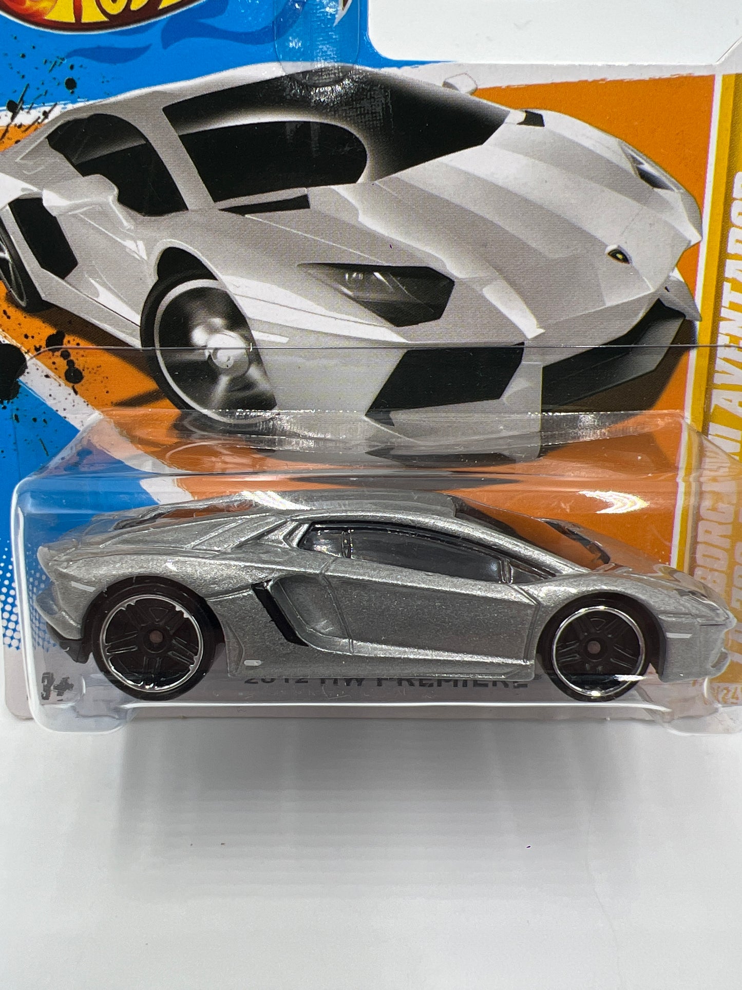 2012 Hot Wheels Short Card Premiere #12 Lamborghini Aventador LP 700-4 Silver W/Protector 1