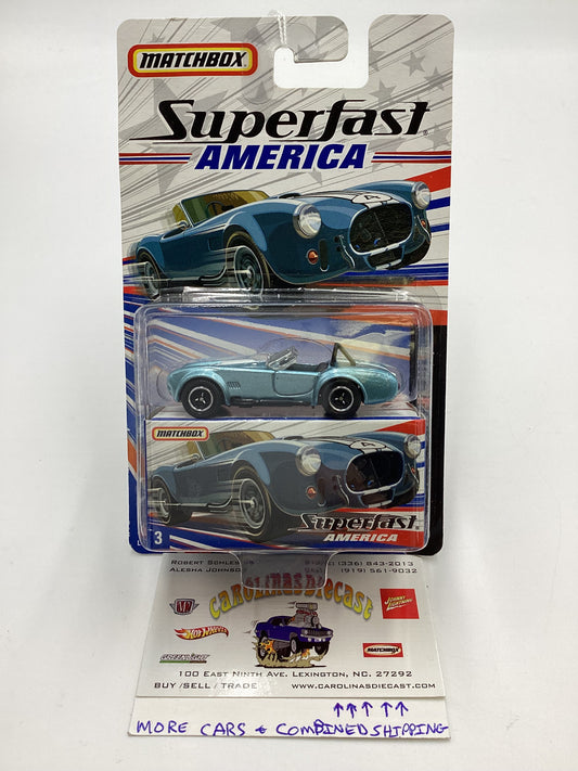 Matchbox Superfast America #3 1965 Shelby Cobra 427 S/C Light Blue