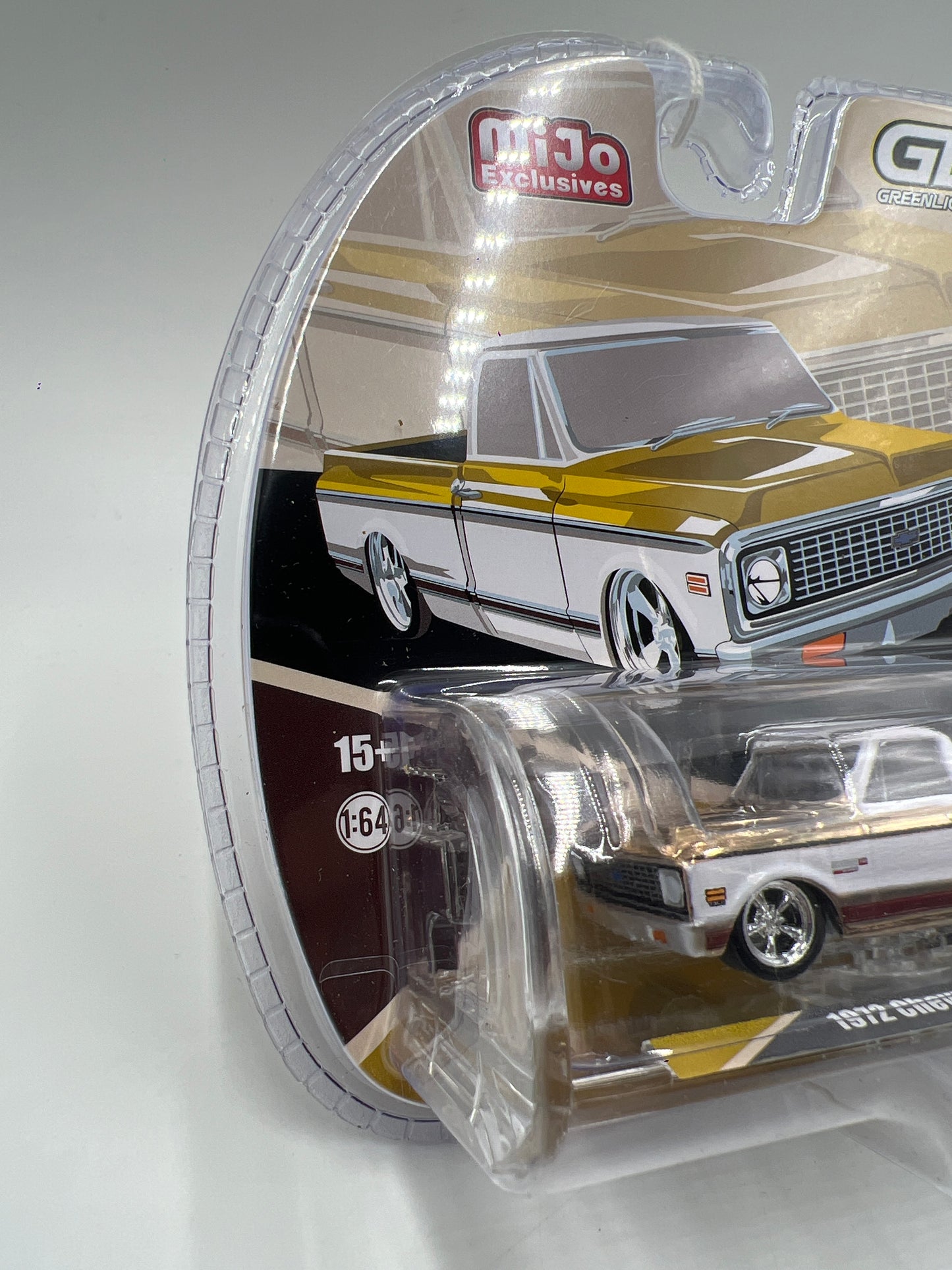 Greenlight Mijo Exclusives CHROME CHASE 1972 Chevrolet C10 Short Bed Yellow