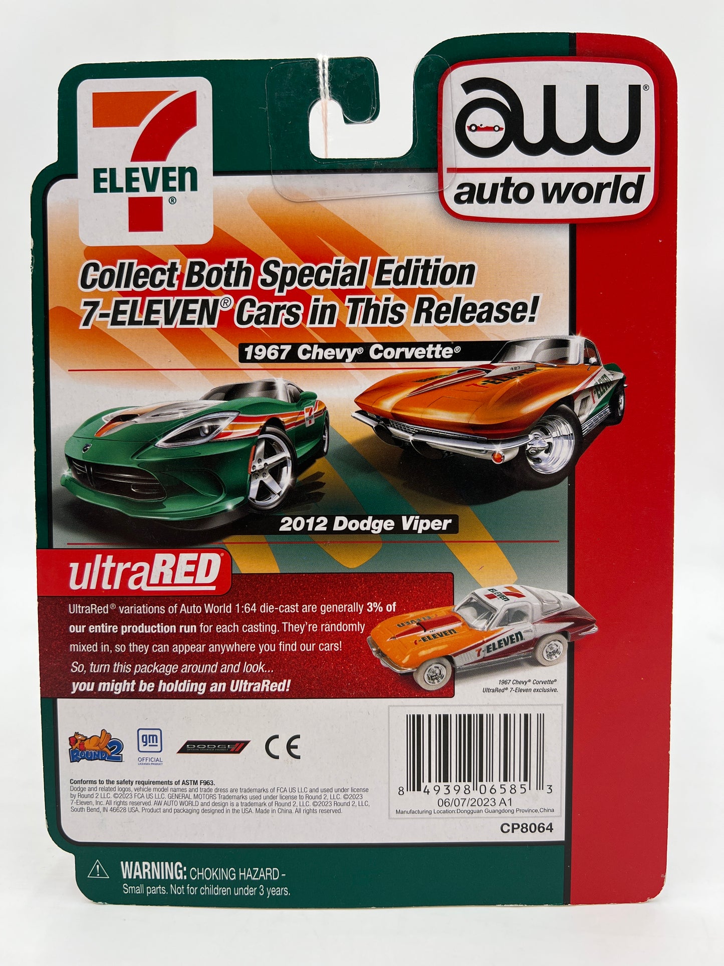 Auto World Ultra Red Chase 7-Eleven Exclusive Deluxe Series #1 1967 Chevy Corvette