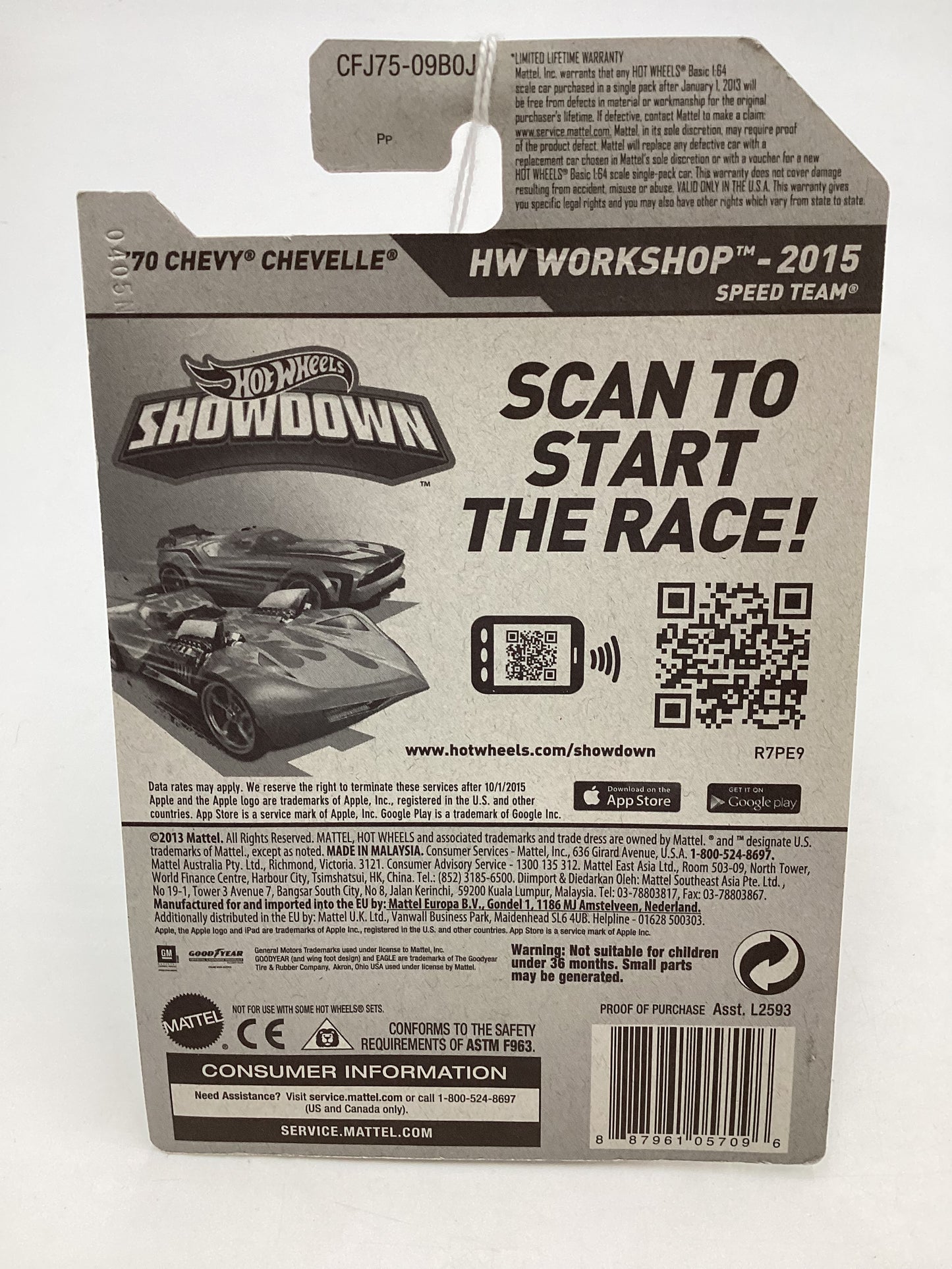 2015 Hot Wheels Workshop #194 70 Chevy Chevelle Satin Red 11H