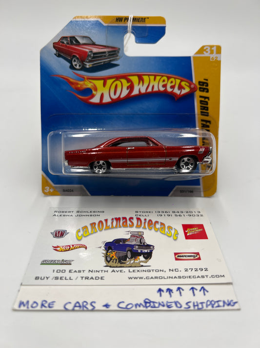 2009 Hot Wheels New Models Premiere #31 66 Ford Fairlane GT Red Short Card Bad Blister 31A