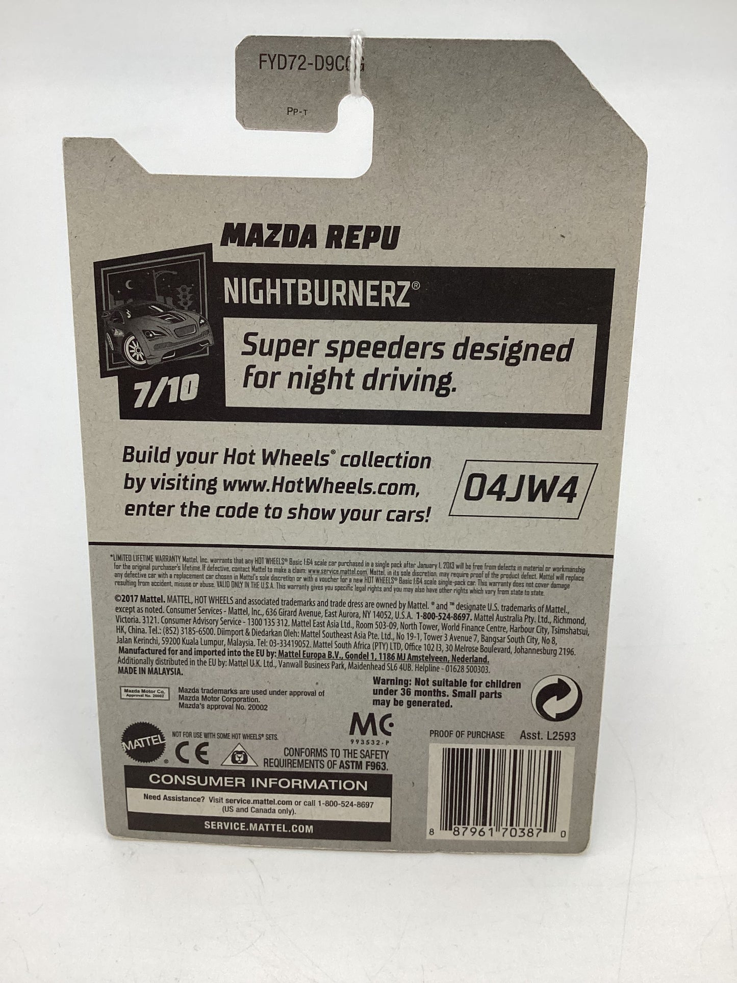 2019 Hot Wheels Nightburnerz #138 Mazda Repu Blue