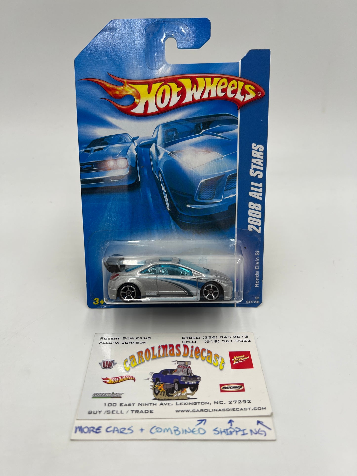 2008 Hot Wheels All Stars #47 Kmart Exclusive Honda Civic Si Silver W/Protector SR