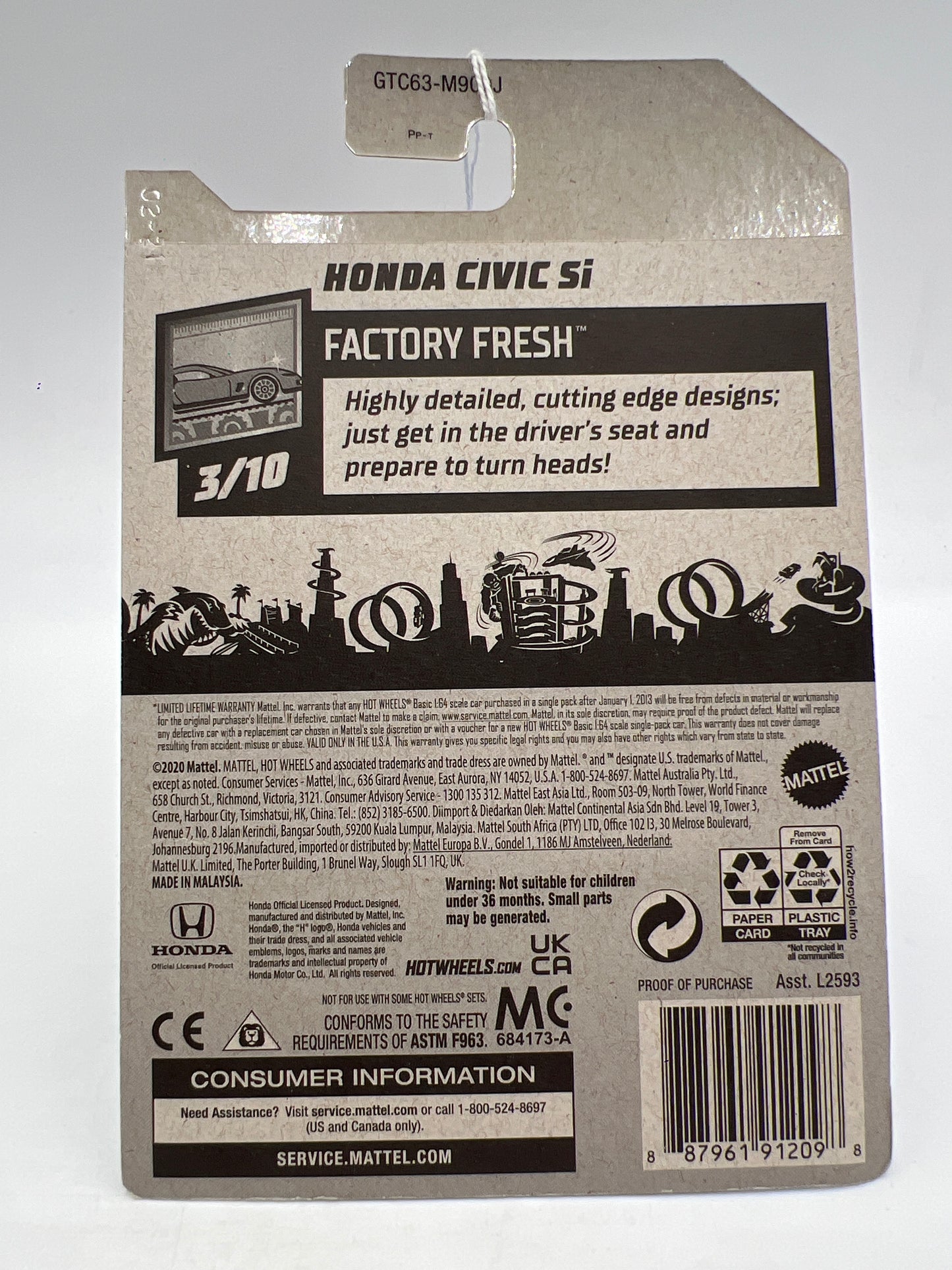 2021 Hot Wheels Factory Fresh #63 Honda Civic Si Black