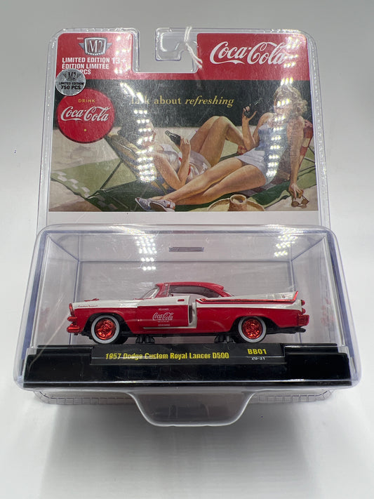 M2 Machines Coca Cola CHASE 1957 Dodge Custom Royal Lancer D500 Red/White BB01