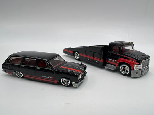 Hot Wheels 1/64 Premium Team Transport Advan 69 Nissan Skyline Van & Carry On