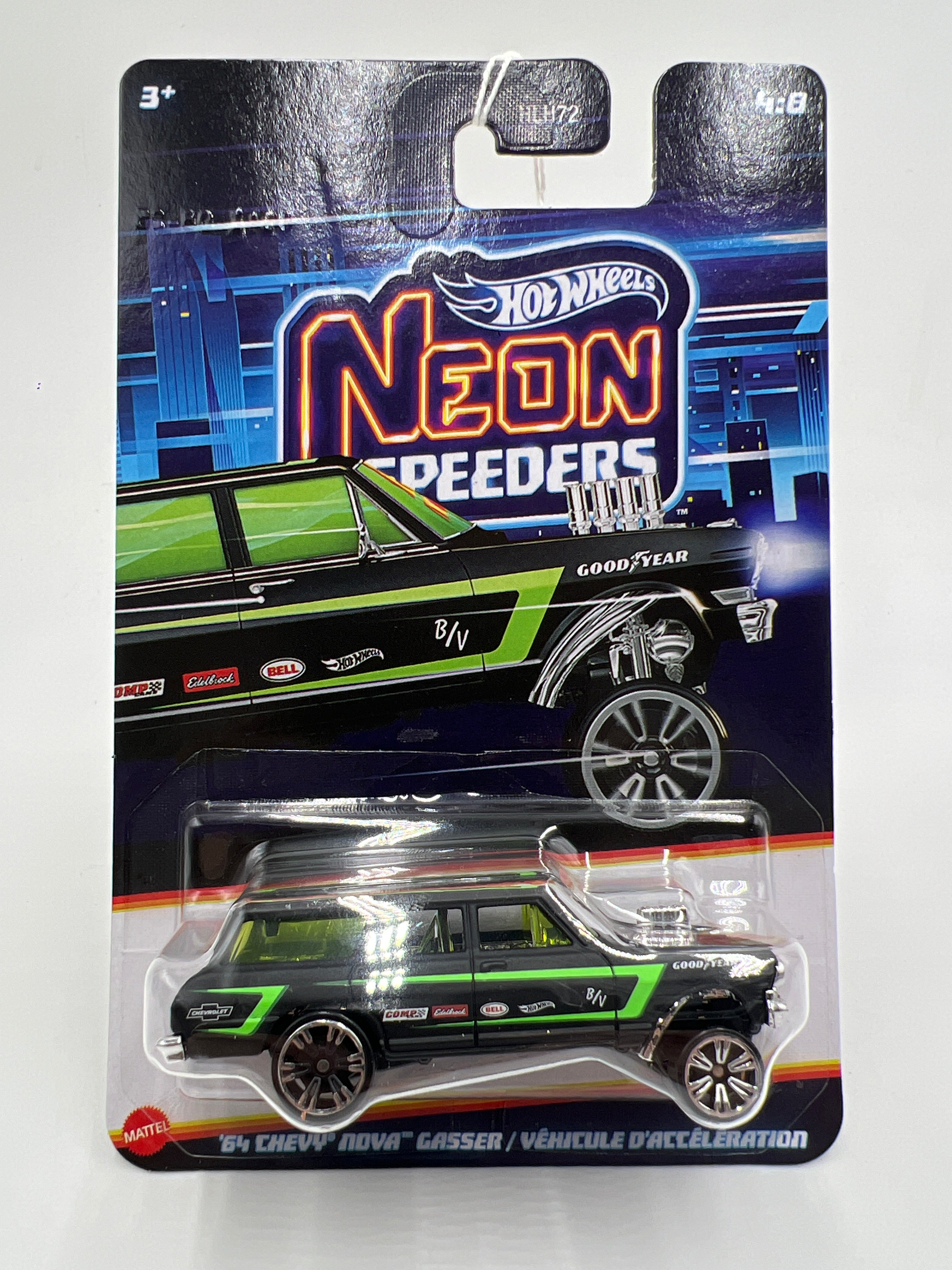 2026 Hot Wheels Neon Speeders #4 64 Chevy Nova Gasser Black 158E