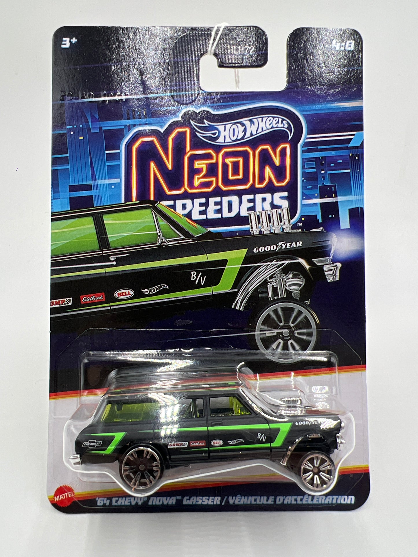 2026 Hot Wheels Neon Speeders #4 64 Chevy Nova Gasser Black 158E