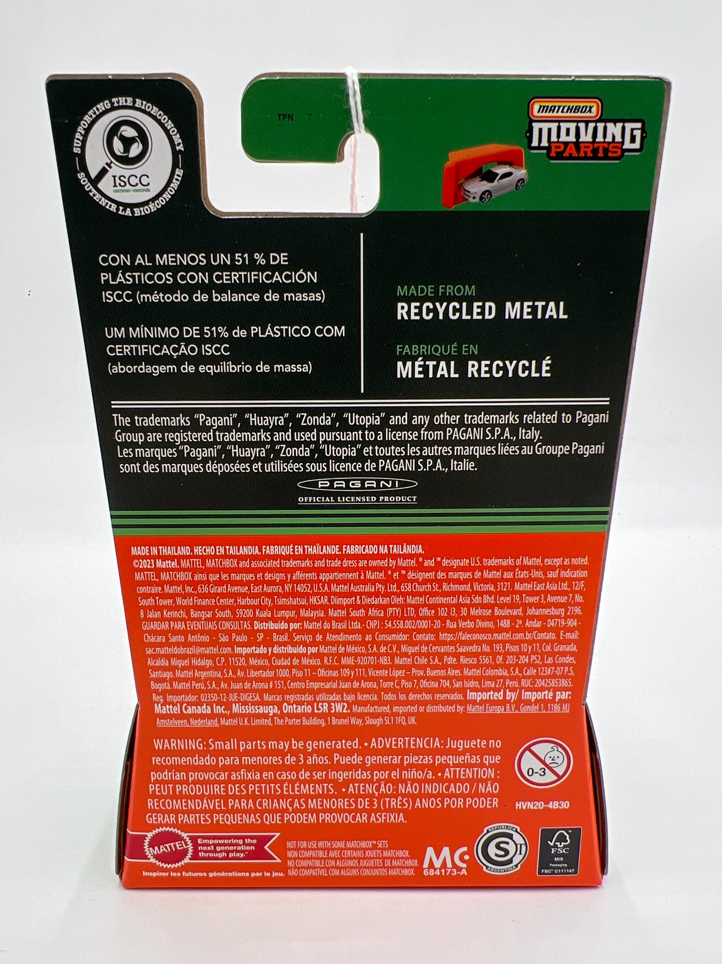 Matchbox Moving Parts Super Chase 2018 Pagani Huayra Roadster Orange