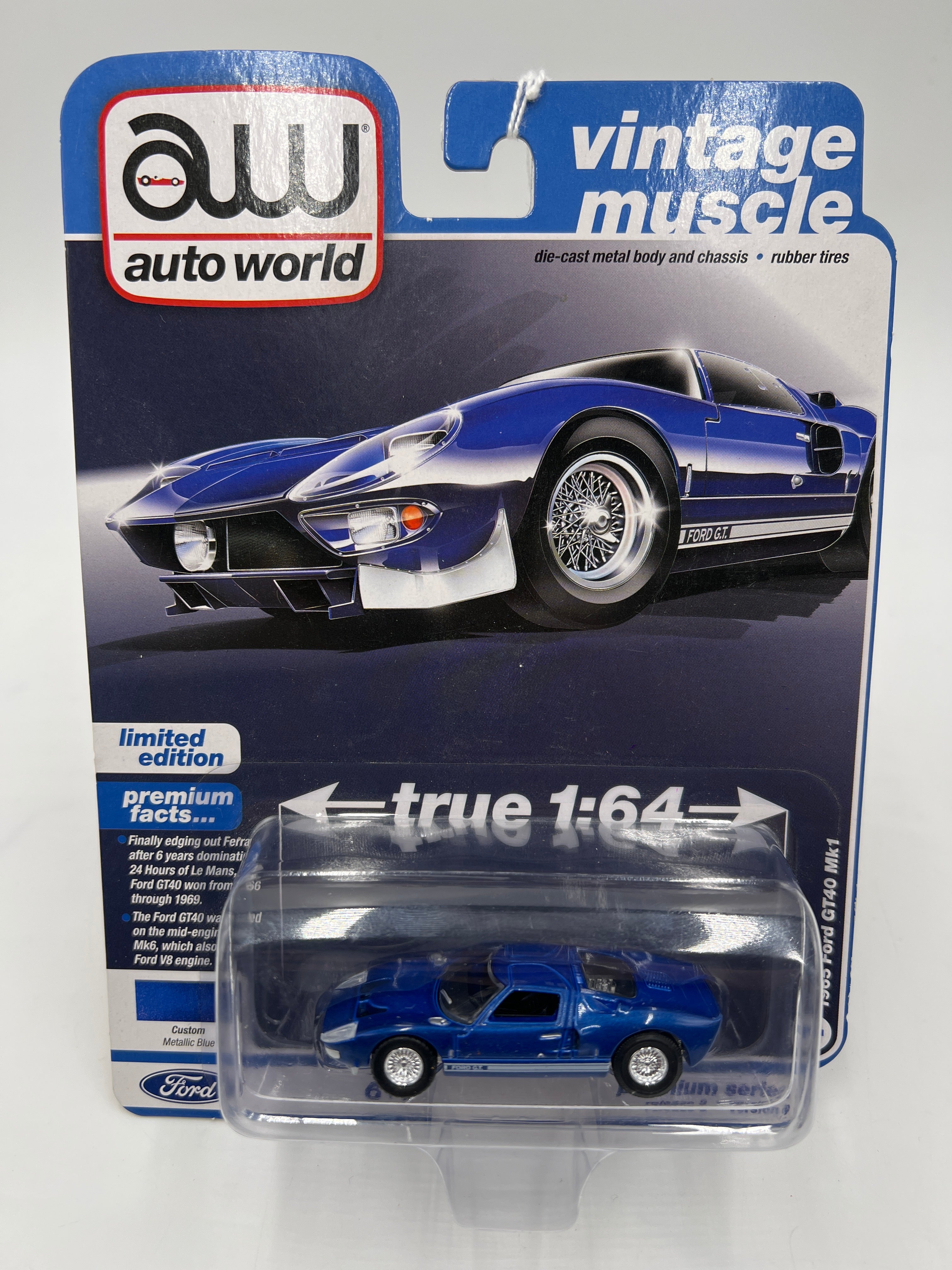 Auto World Vintage Muscle 1965 Ford GT40 MK1 Blue 185A