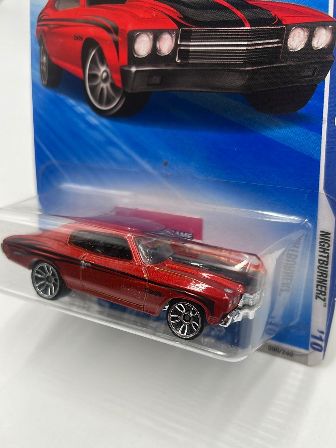 2010 Hot Wheels Nightburnerz ‘70 Chevelle SS Keys to Speed Red 90/240 3A