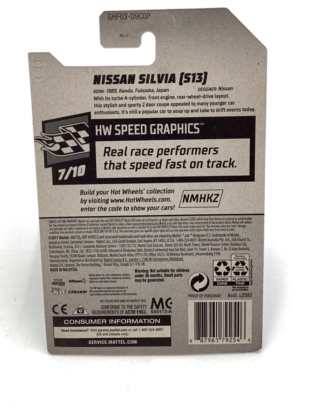 2020 hot wheels #111 Nissan Silvia (S13) Blue  82H