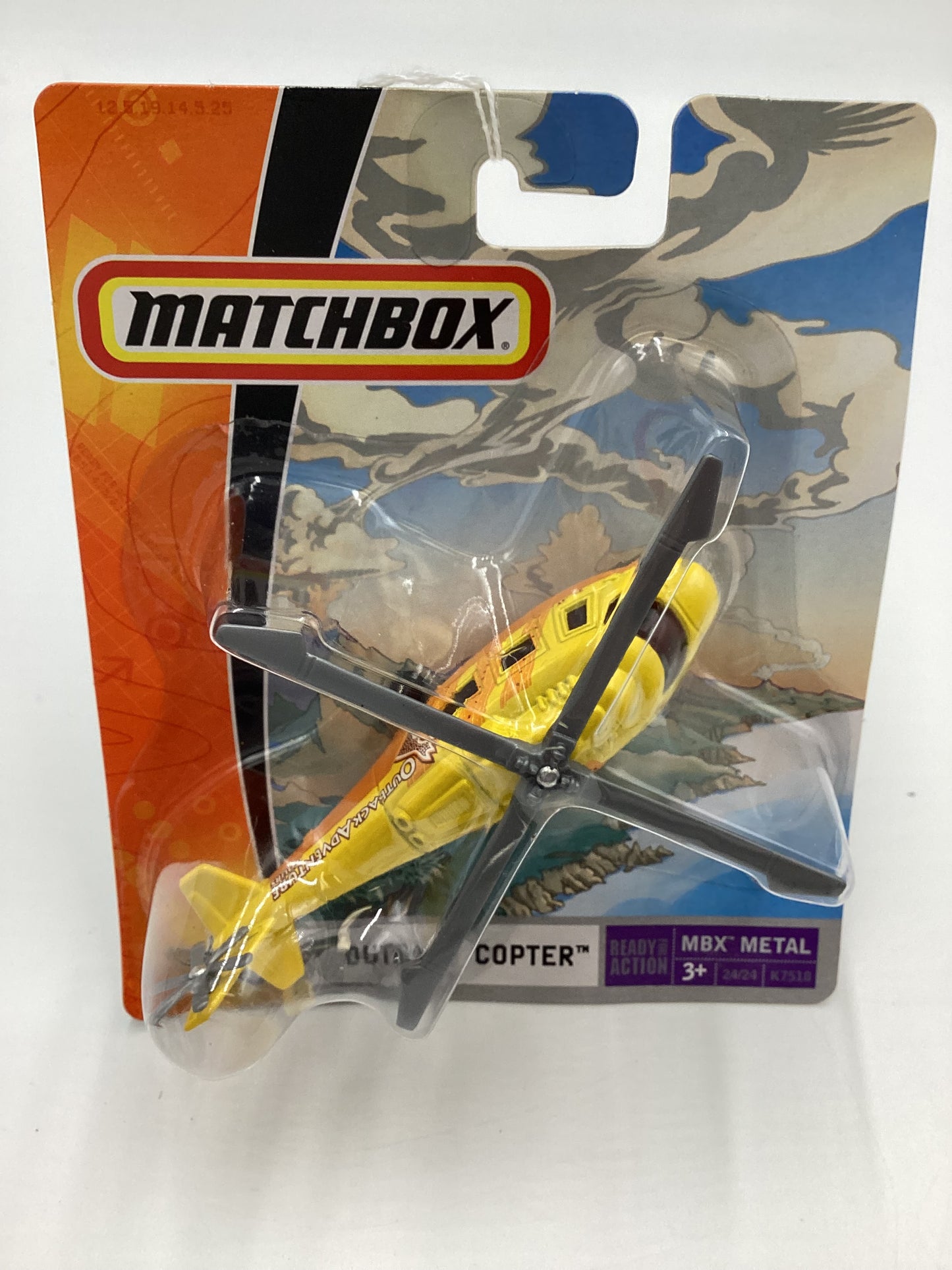 2007 Matchbox Skybusters  K7518 Outback Copter Yellow HTF 113D