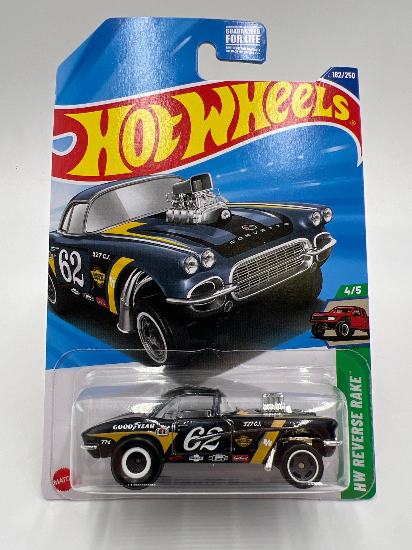 2025 Hot Wheels J Case Super Treasure Hunt #182 62 Corvette Gasser W/Protector