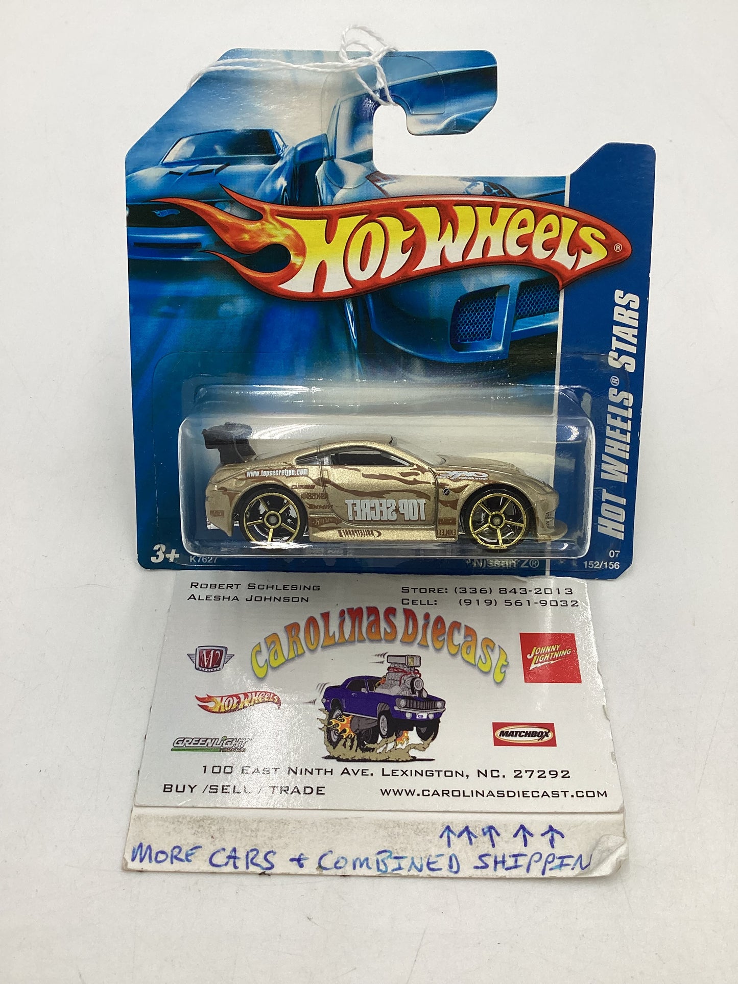 2007 Hot Wheels #152 Gold Nissan Z Short card