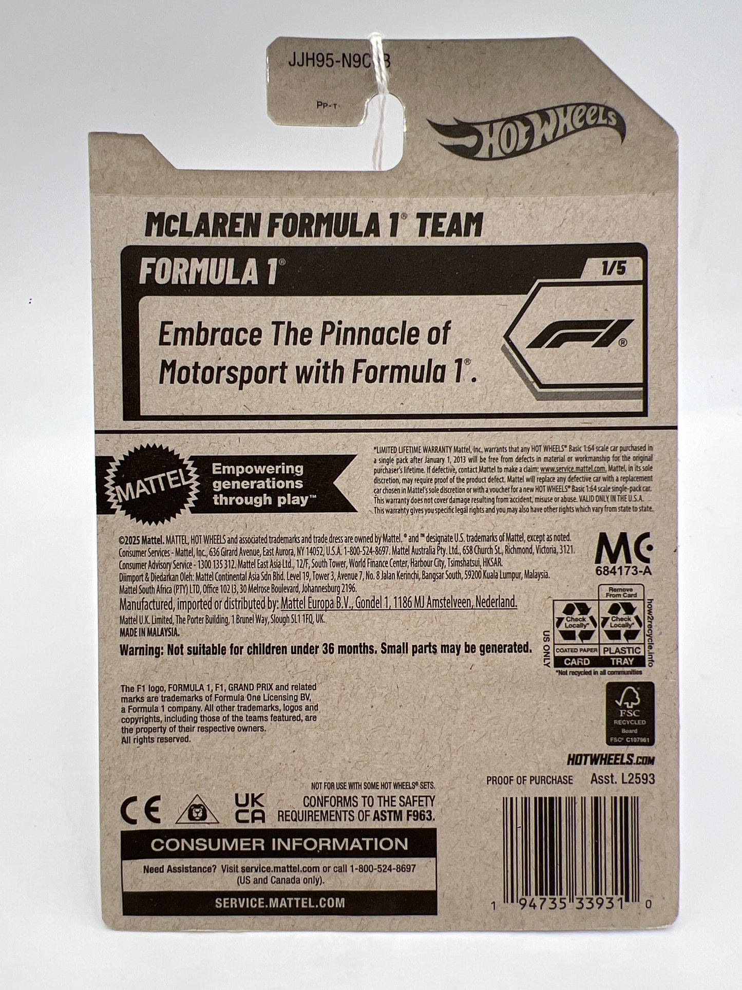 2026 Hot Wheels B Case Formula 1 #20 McLaren Formula 1 Team