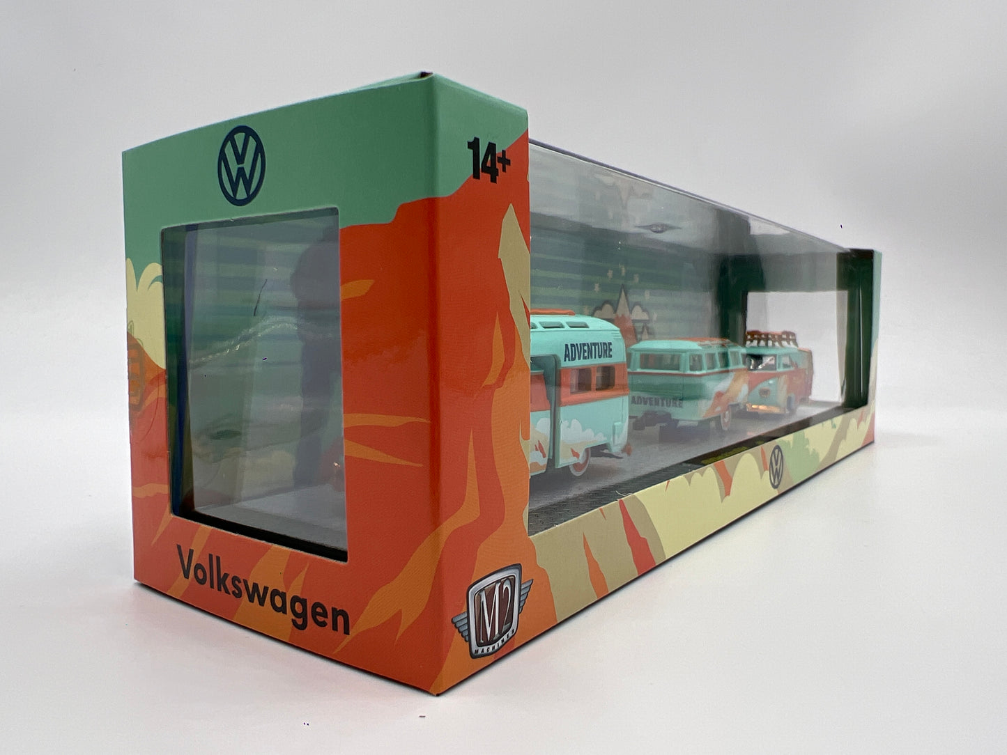 2025 M2 Machines Auto Haulers CHASE 1959 VW Double Cab Truck USA Model & 1960 VW Delivery Van & Trailer R85