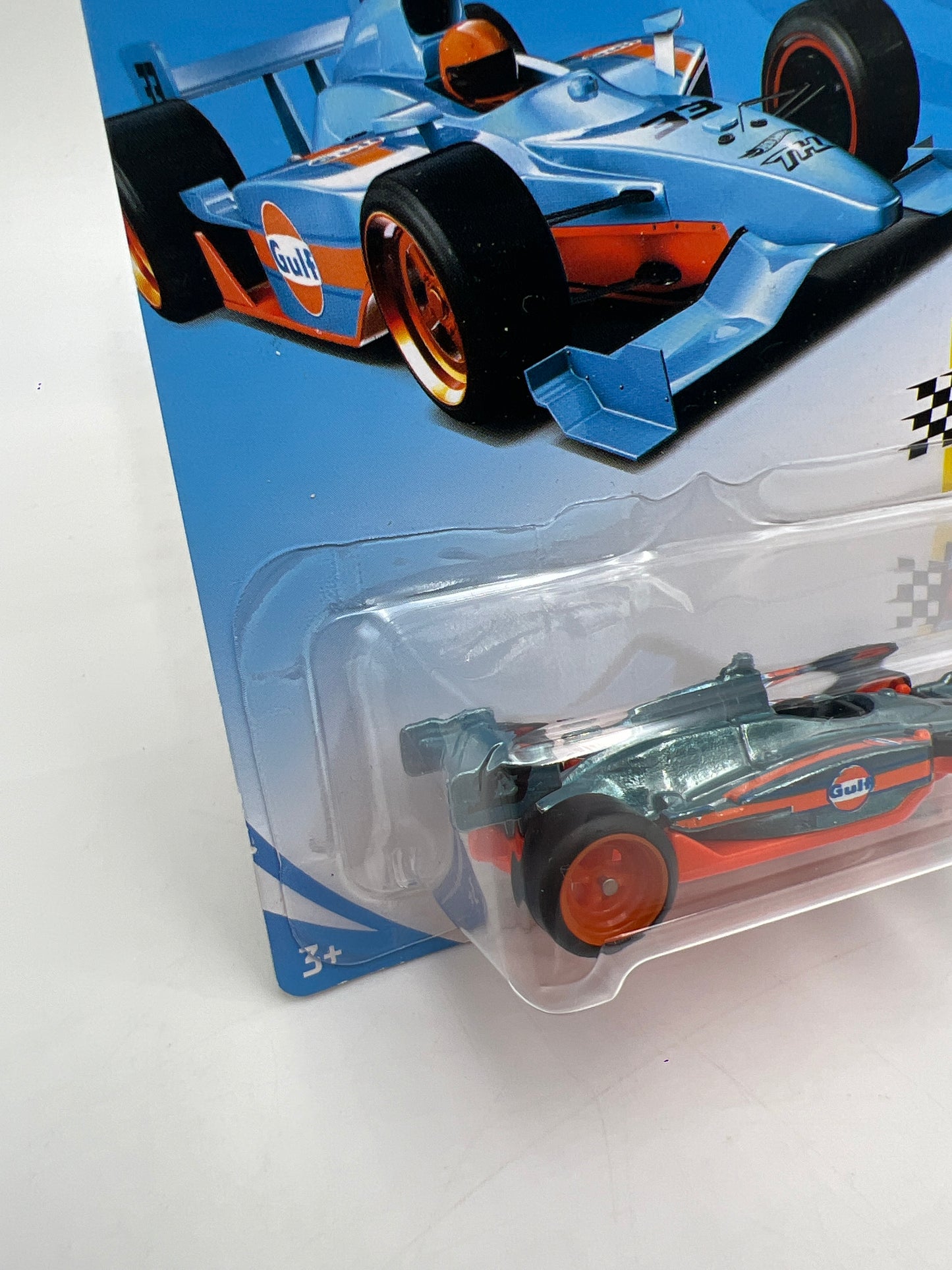 2018 Hot Wheels Super Treasure Hunt Indy 500 Oval Gulf Blue W/Protector