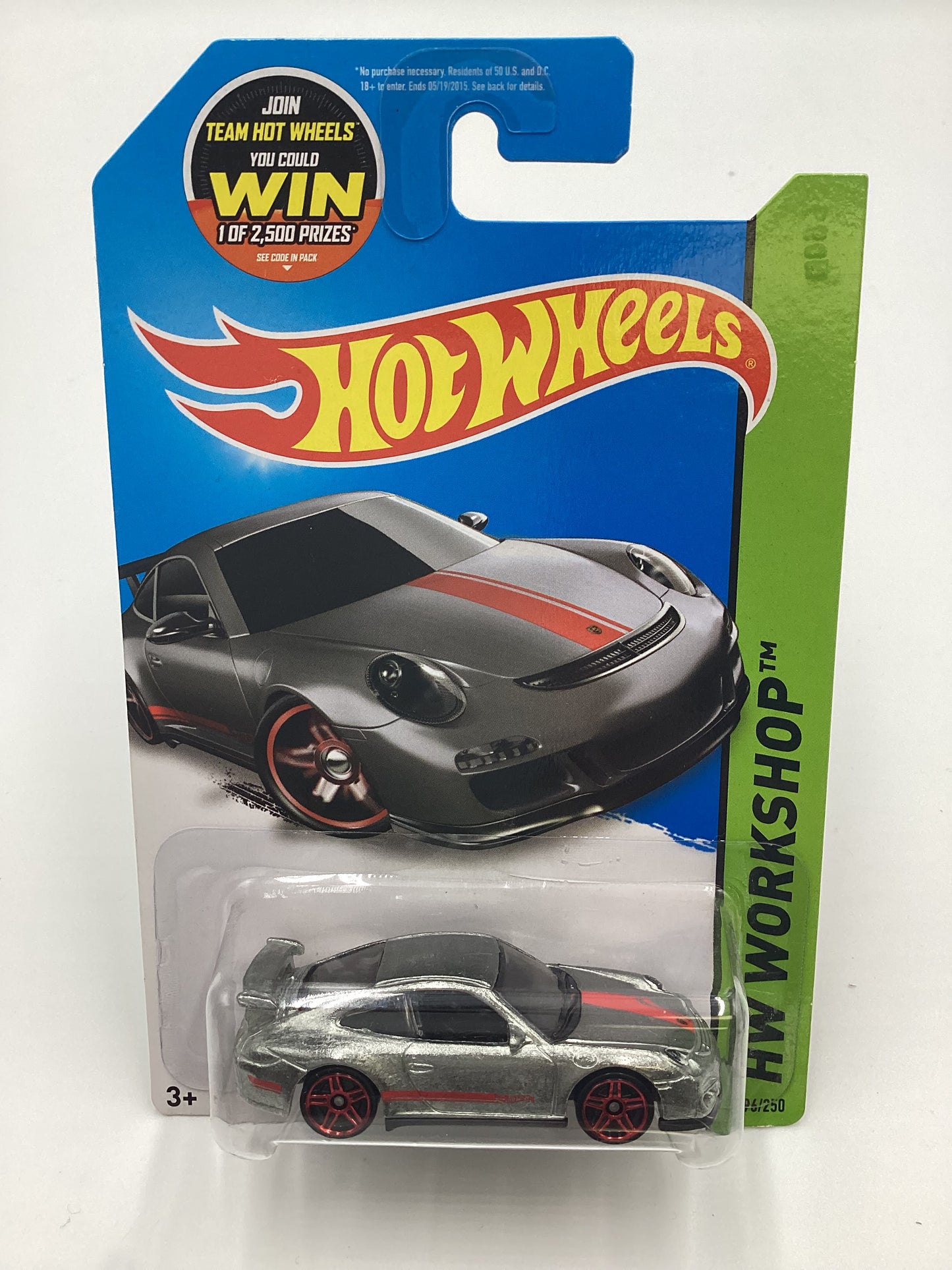 2015 Hot Wheels #196 Porsche 911 GT3 RS Zamac with protector