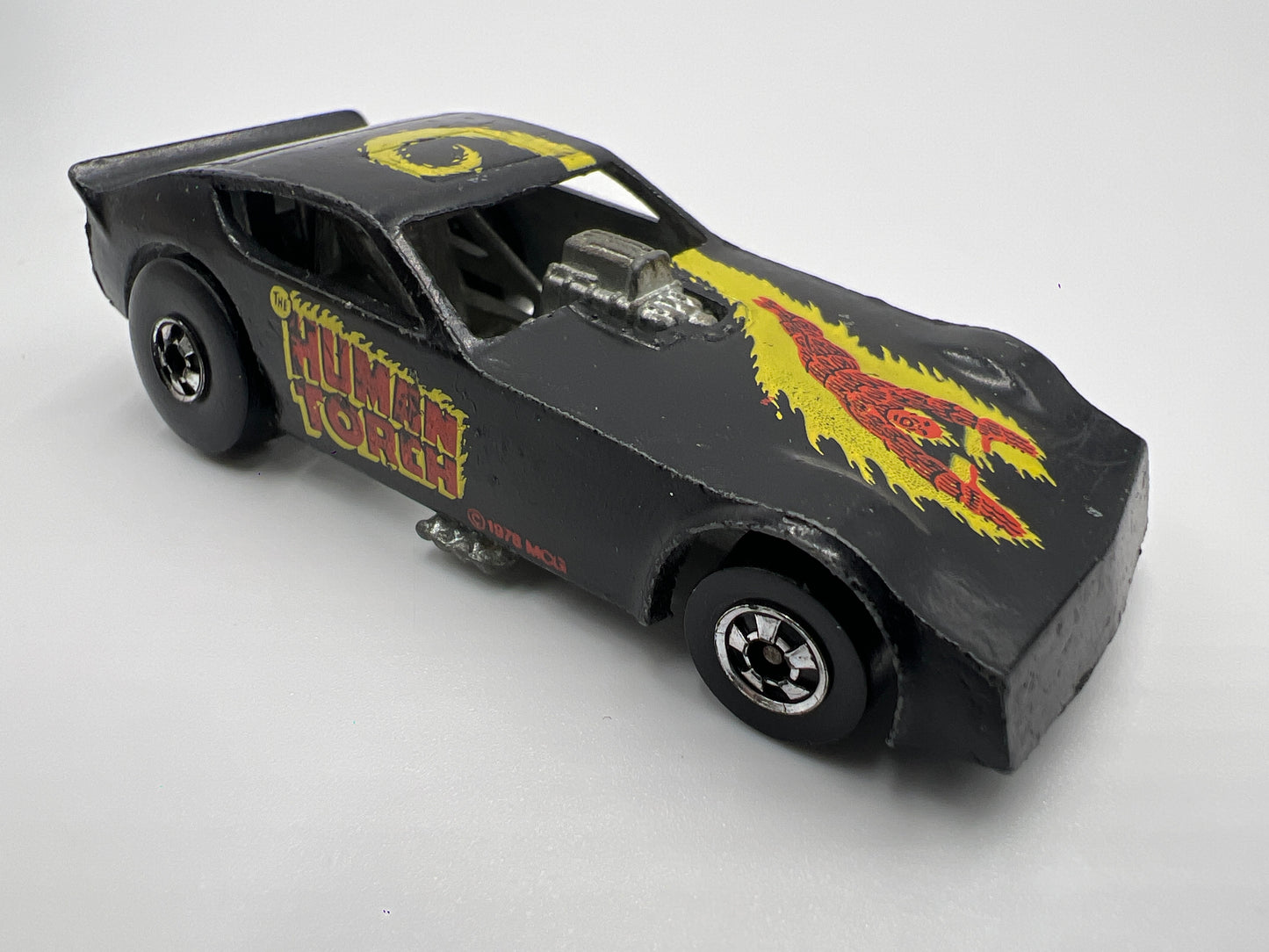 1977 Hot Wheels Blackwall Human Torch Funny Car Black Loose